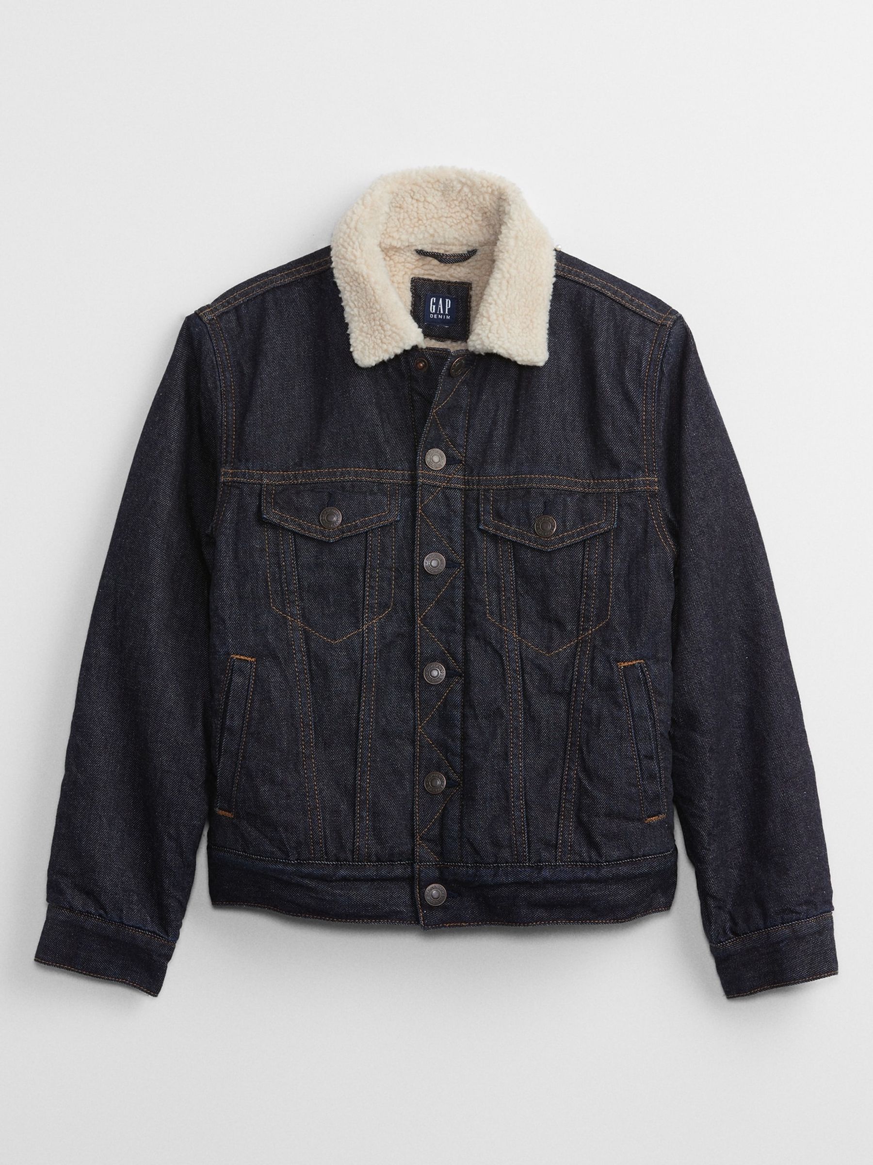 Dark Bluek Sherpa Icon Denim Jacket