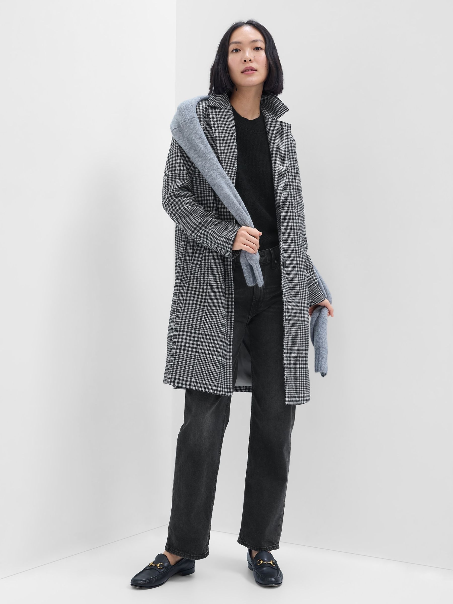 Buy Grey Tartan Long Topcoat from the Gap online shop