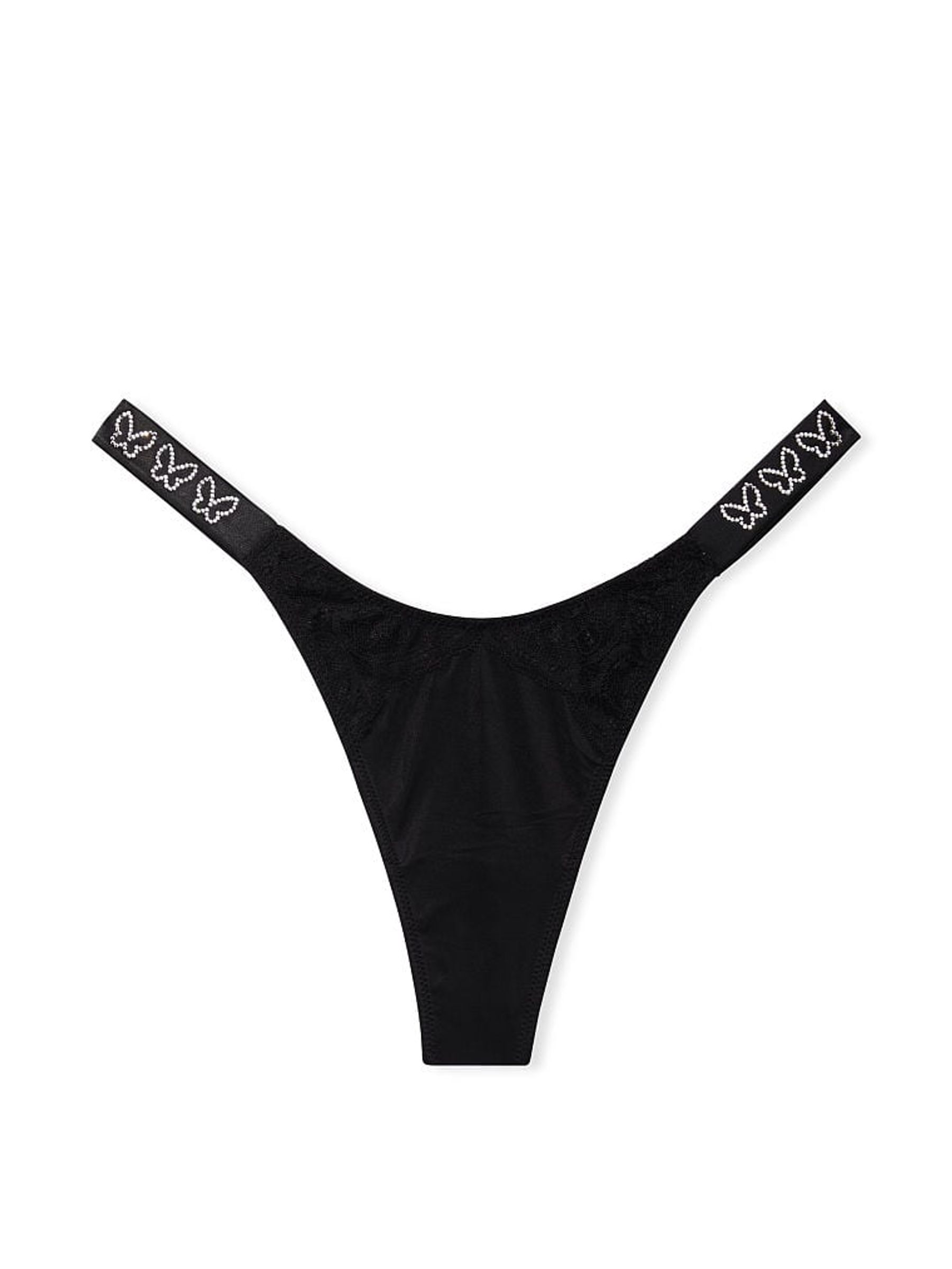 Buy Victoria s Secret Black Thong Shine Strap Knickers from the Victoria s Secret UK online shop