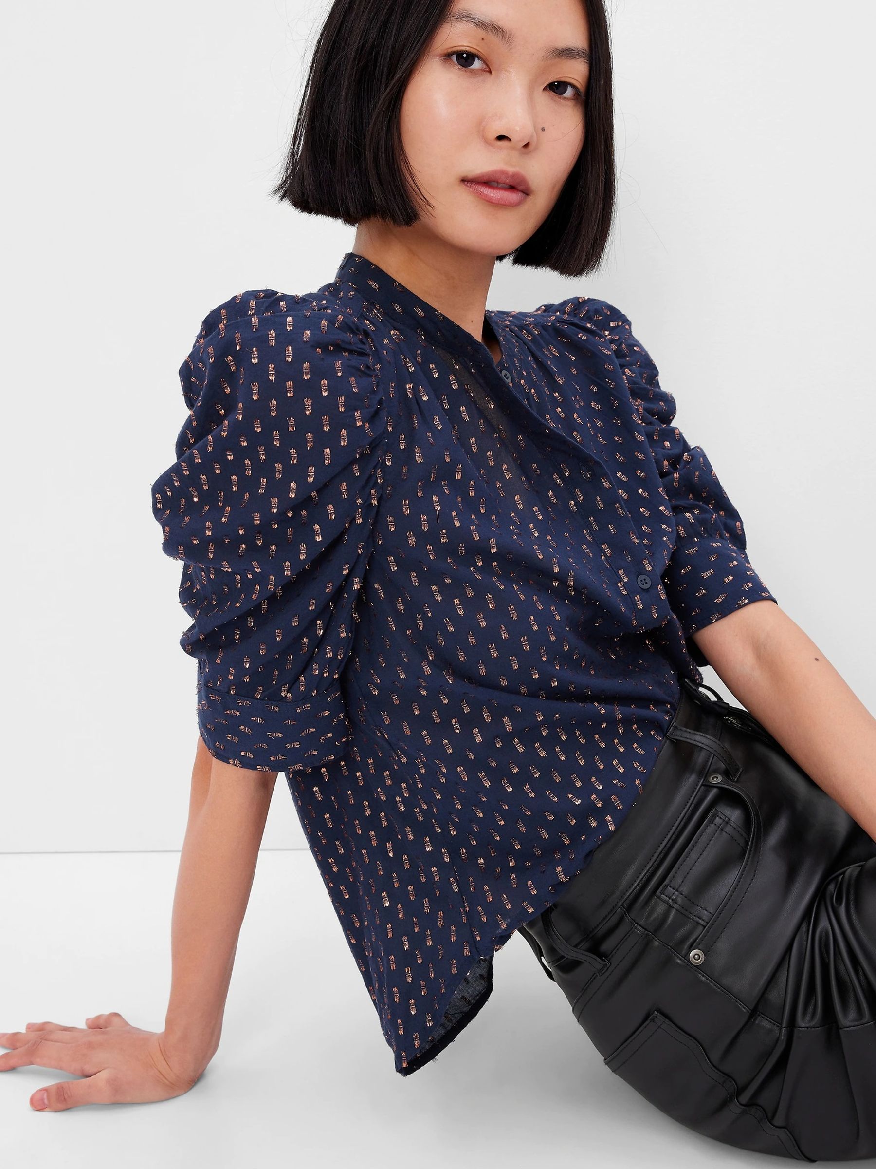 Blue puff sleeve shirt 2025