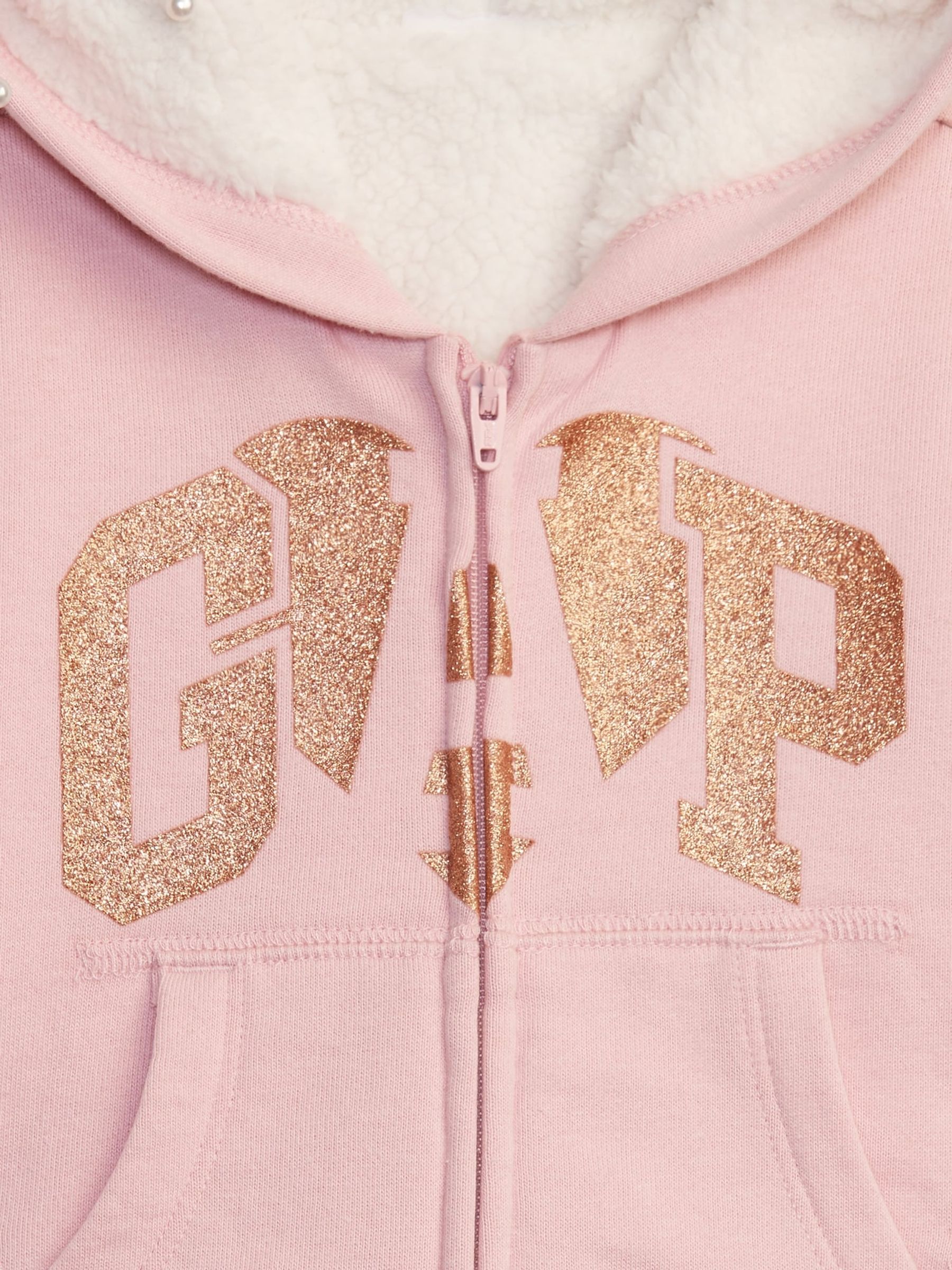 Buy Pink Glitter Logo Zip Up Hoodie from the Gap online shop