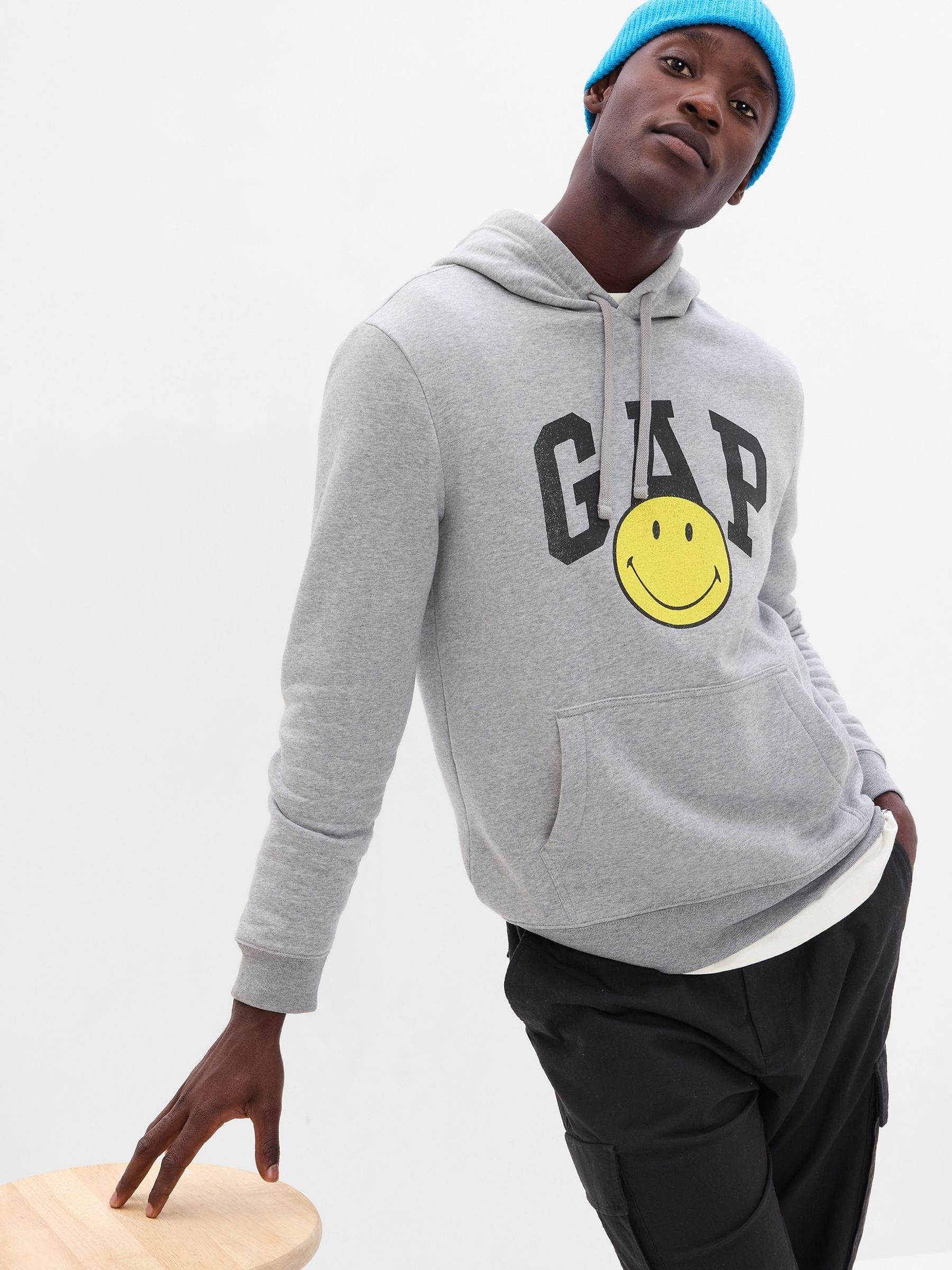 Buy Grey Smiley Vintage Soft Logo Hoodie from the Gap online shop