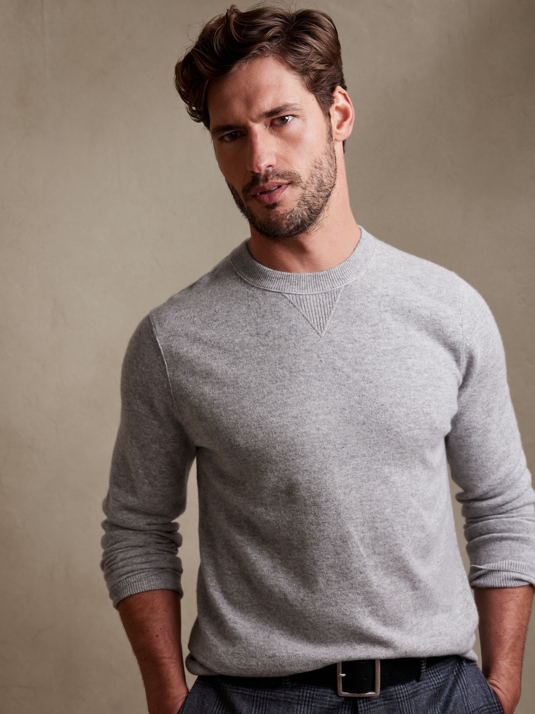 Banana Republic Grey Sarno Pure Cashmere Crew Neck Jumper