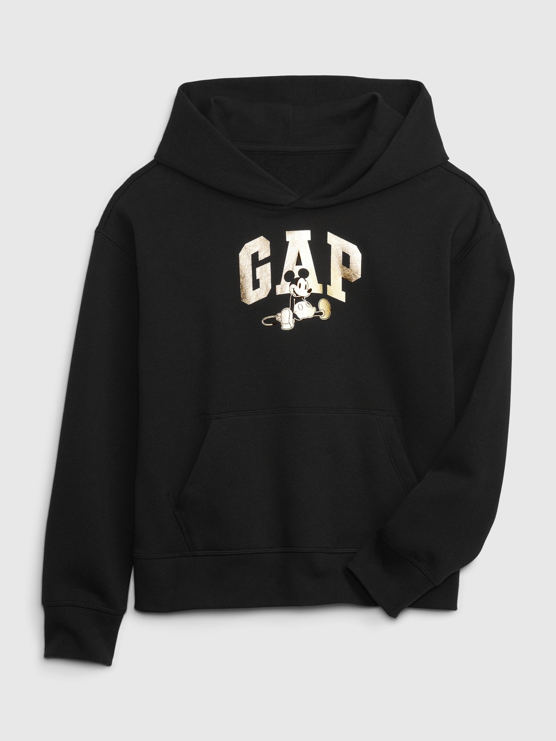 Black and Gold Metallic Disney Mickey Mouse Graphic Hoodie