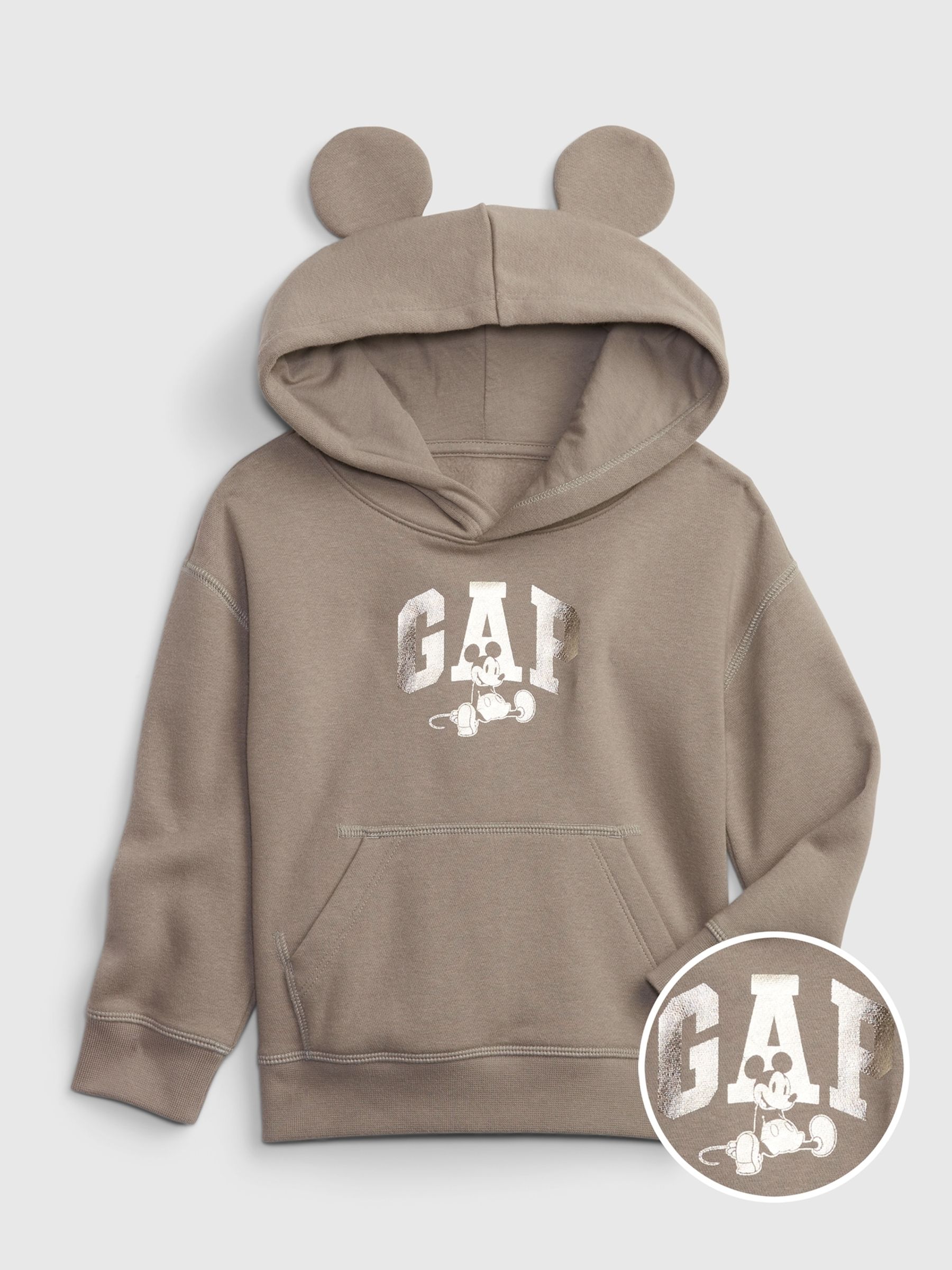 Buy Brown Disney Mickey Mouse Metallic Logo Hoodie from the Gap online shop
