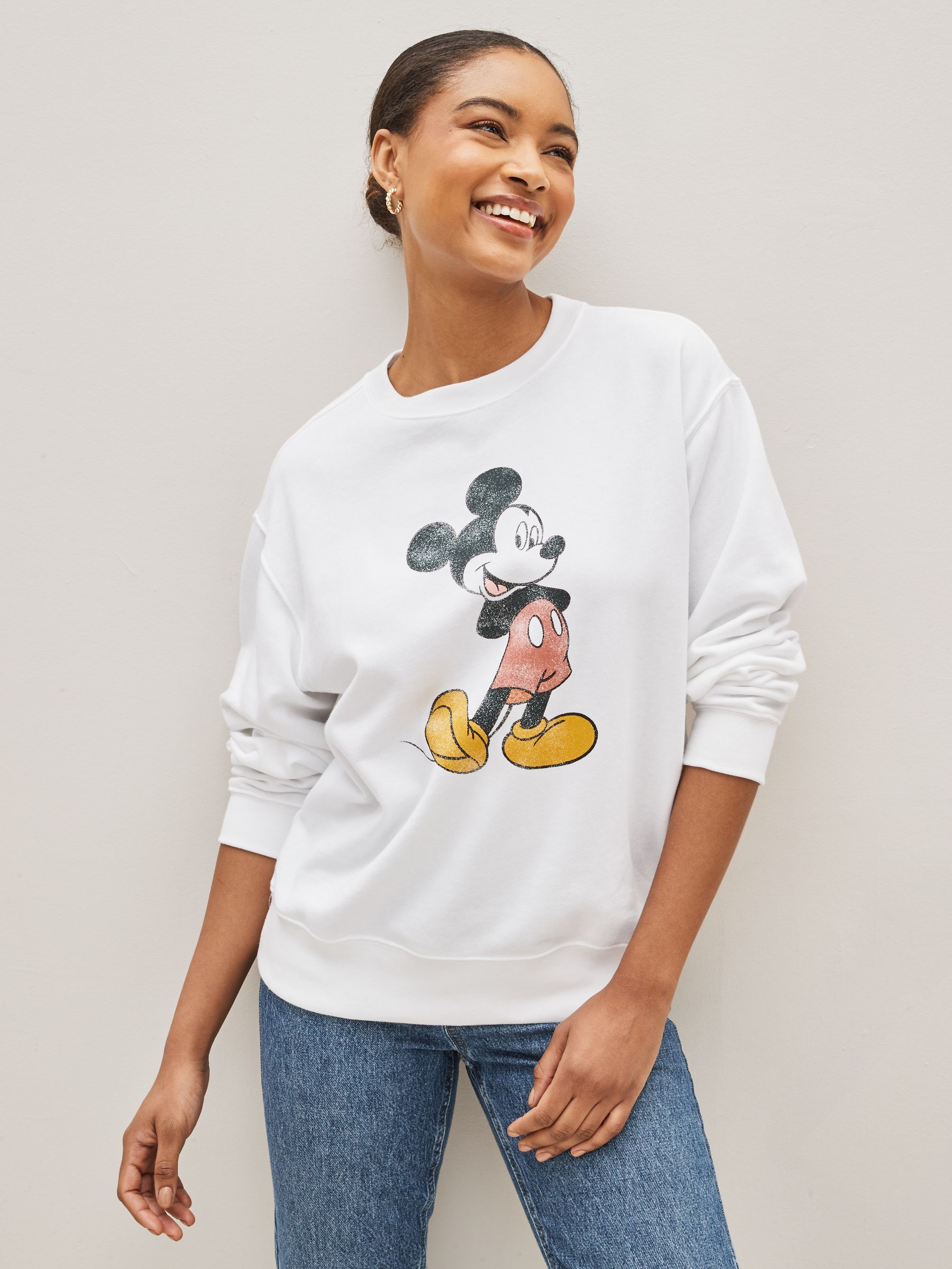 White mickey sweatshirt on sale