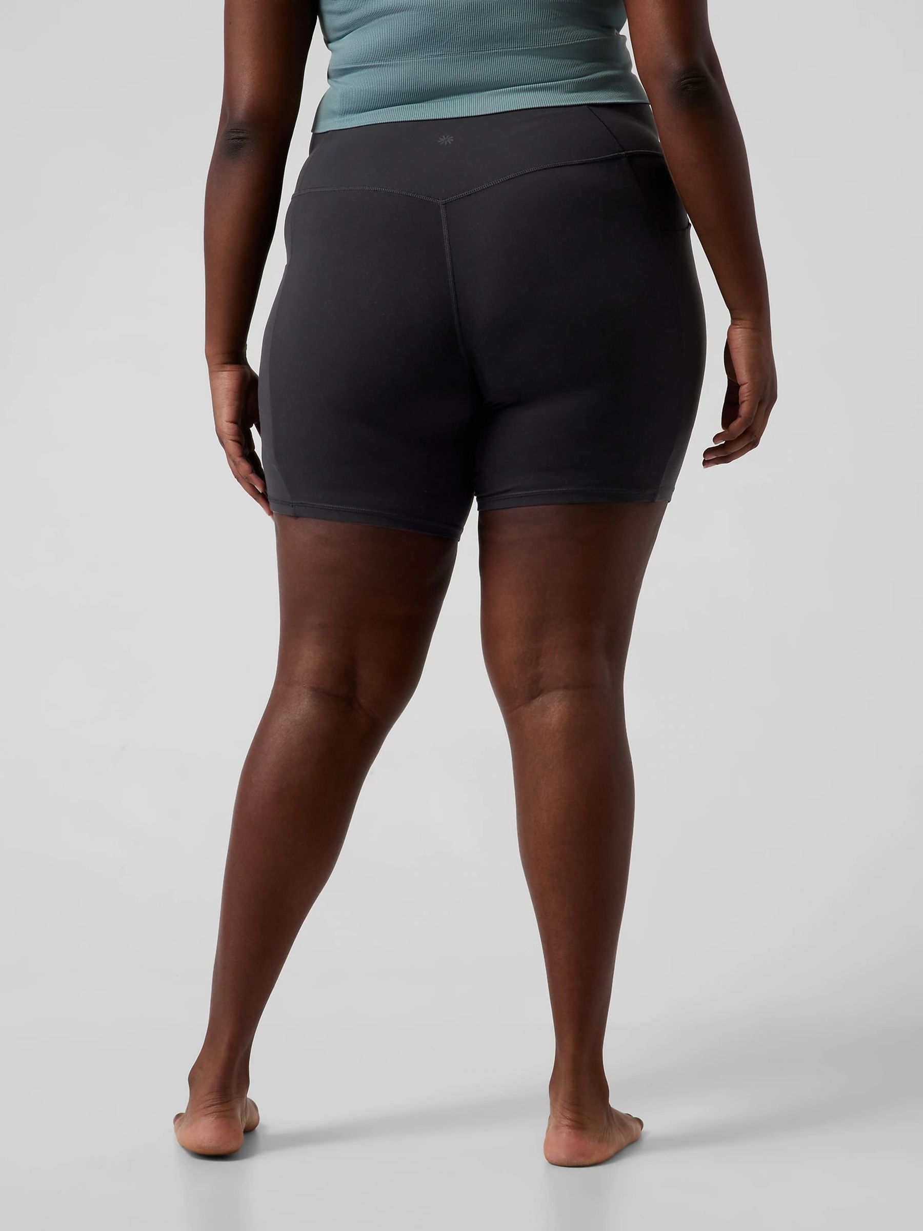 Buy Athleta Black Long Length Salutation High Waisted Pocket Cycling Shorts from the Gap online shop