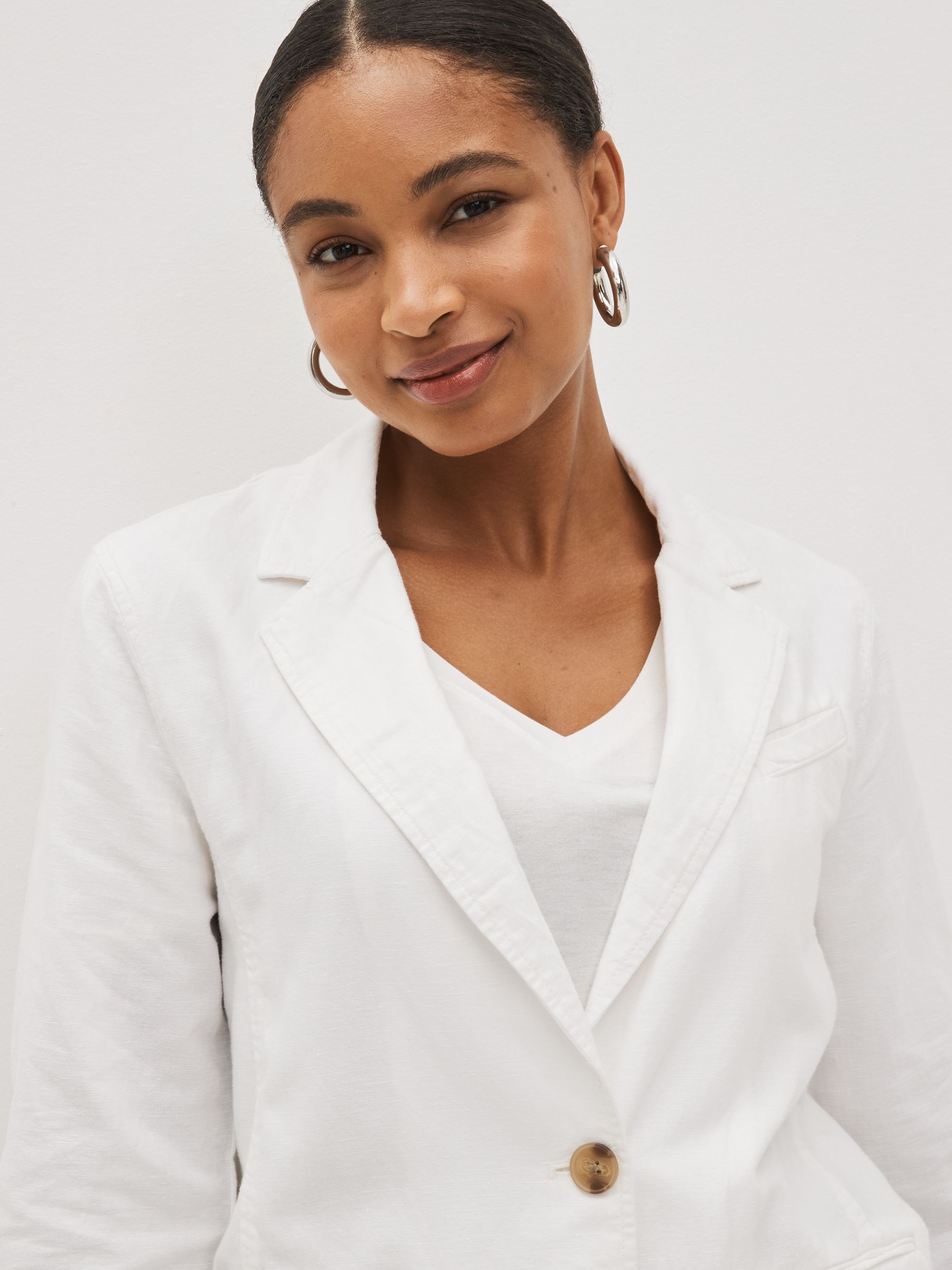 White Linen Cotton Blazer