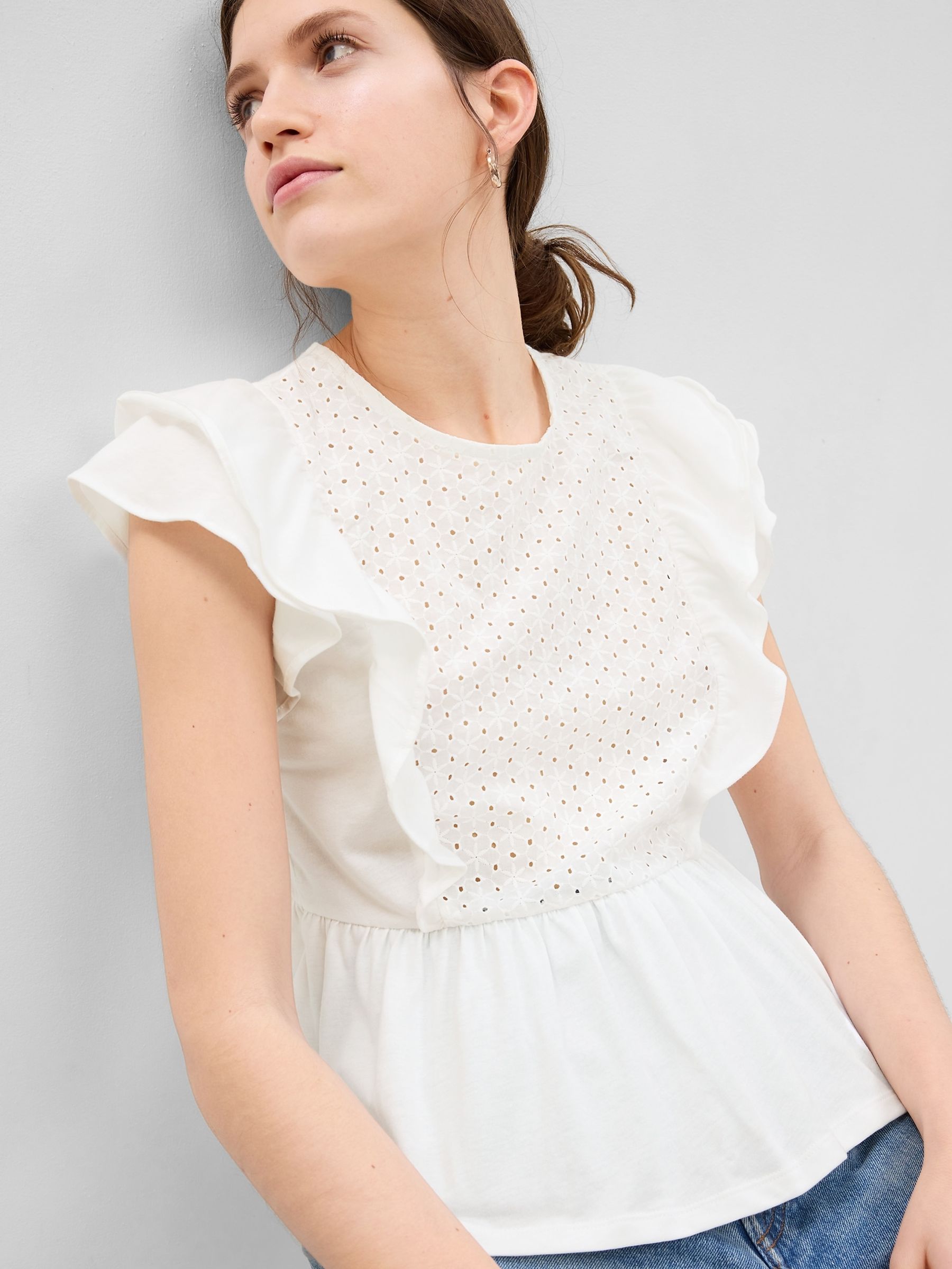 Flutter sleeve peplum top deals