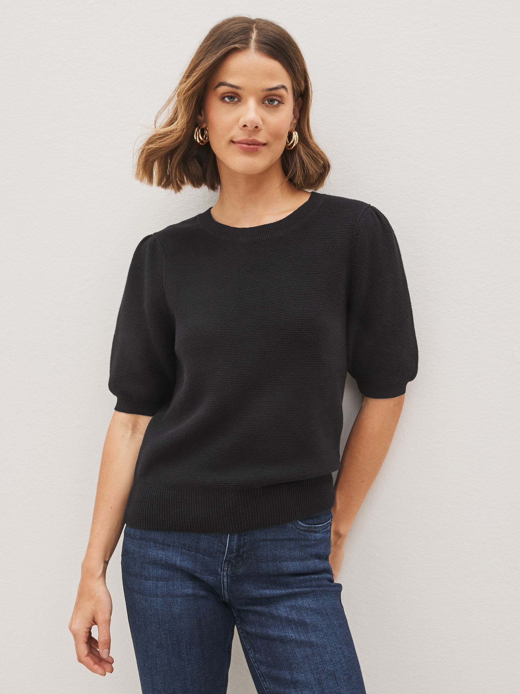 Black Puff Sleeve Sweater