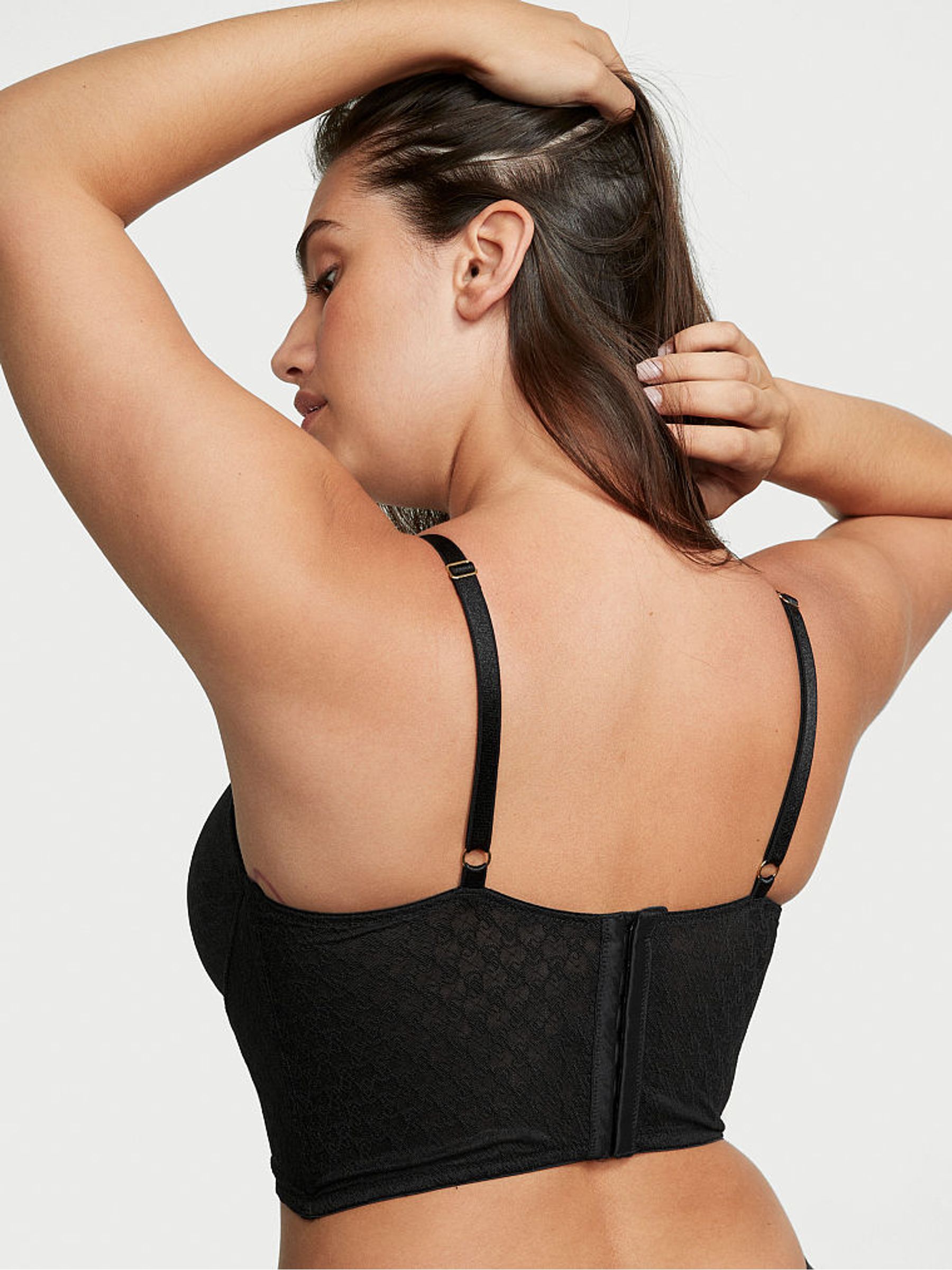 Buy Victoria s Secret Black Lace Icon Logo Push Up Bra Top from the Victoria s Secret UK online shop
