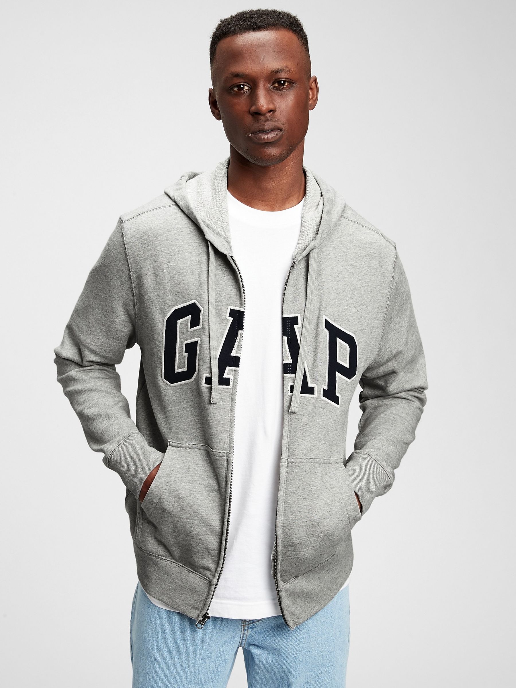 Gap grey hoodie mens discount
