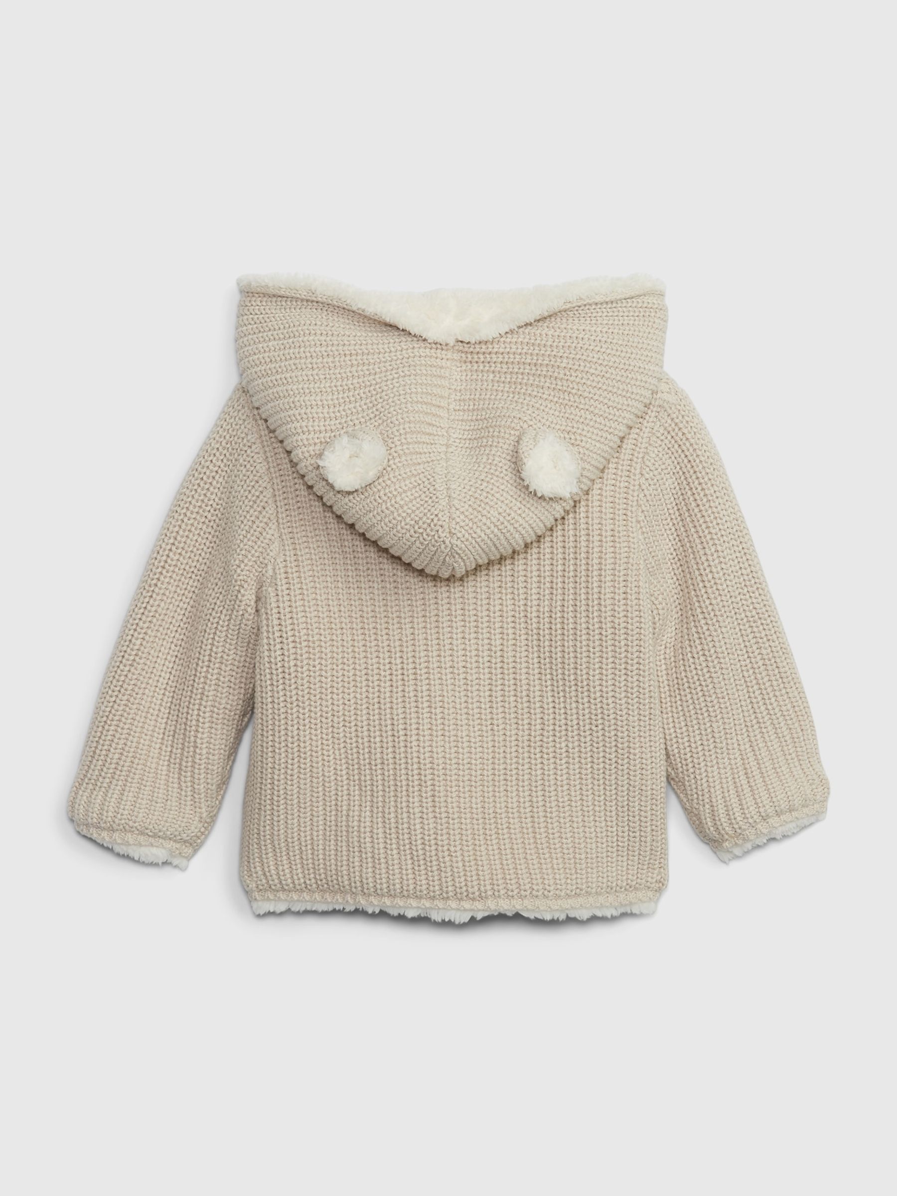 Cream Sherpa Lined Bear Hooded Hoodie Newborn 24mths Gap