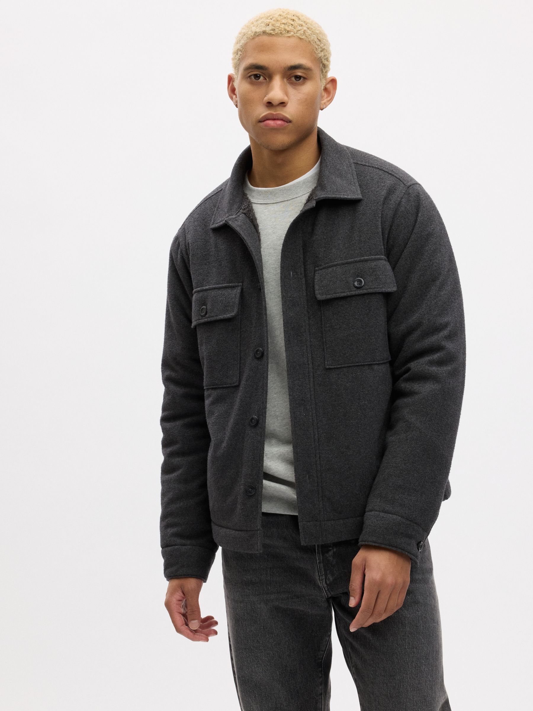 Buy Grey Fleece Lined Front Pocket Jacket from the Gap online shop