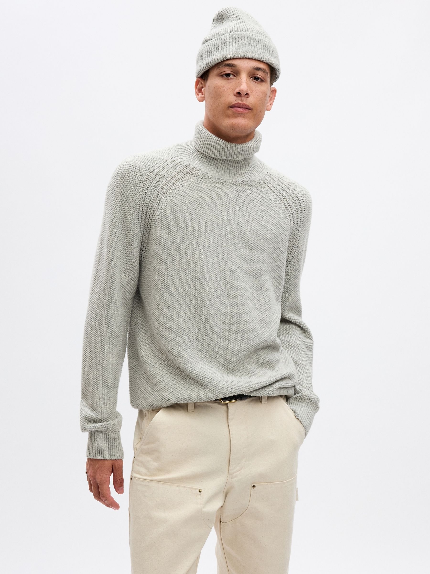 Grey Knit Turtle Neck Long Sleeve Jumper