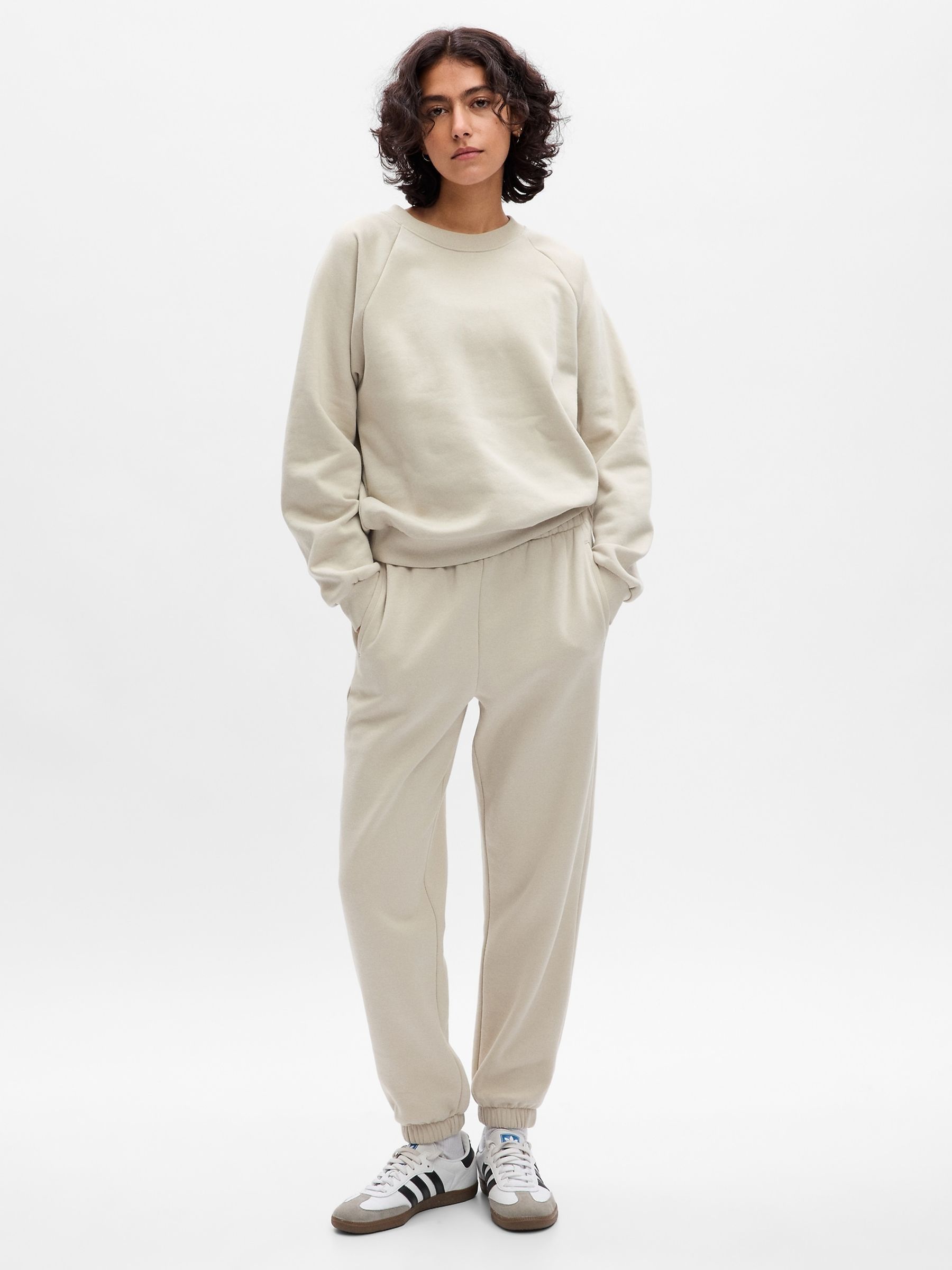 Cream cuffed joggers discount