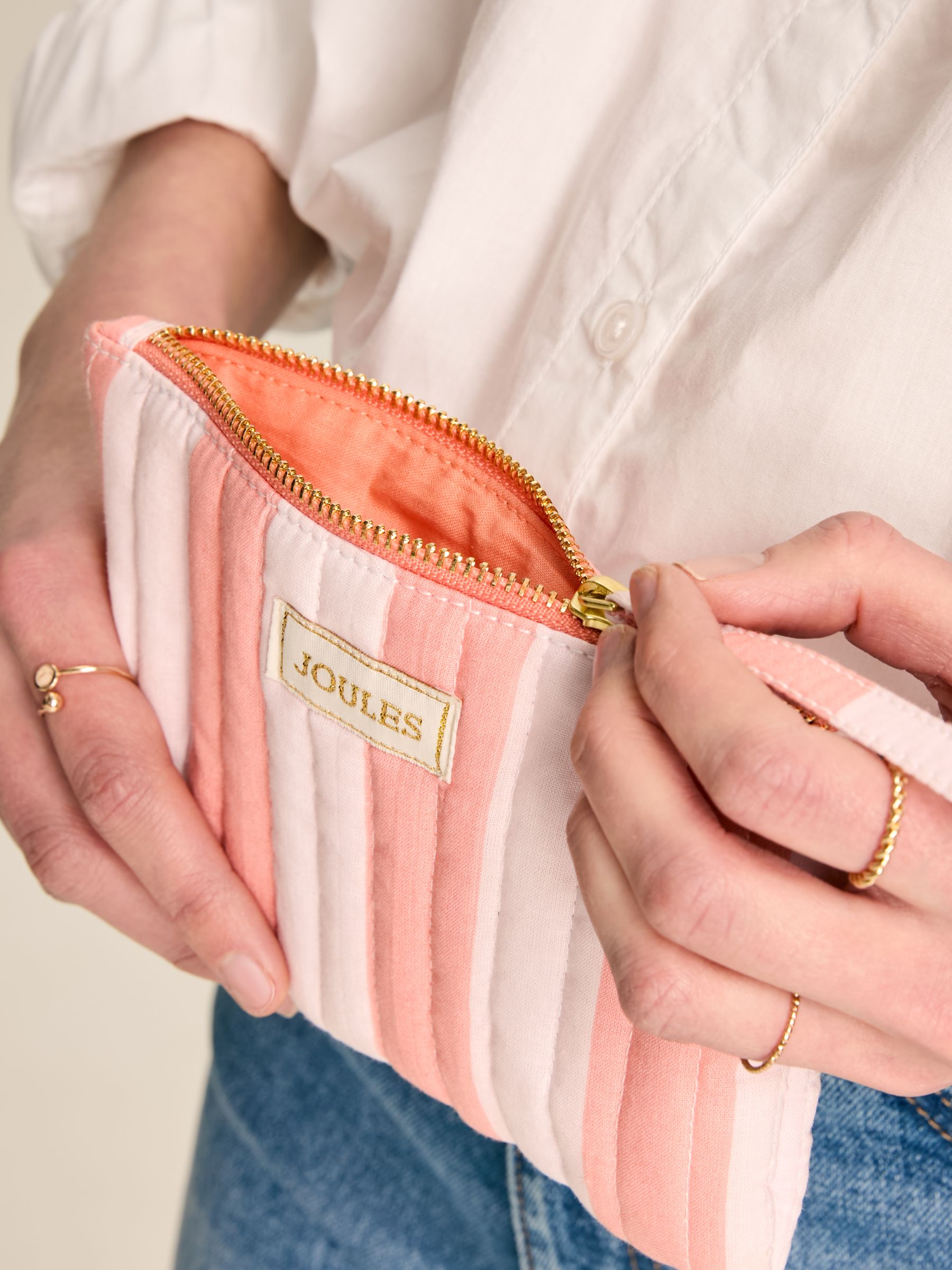 Buy Joules Daphne Pink Orange Striped Wrist Purse from the Joules online shop