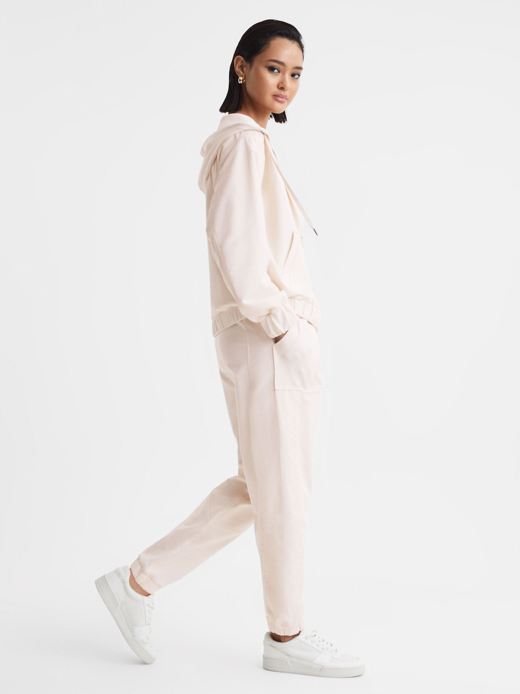 Reiss Cotton Blend Tracksuit Bottoms in Cream REISS
