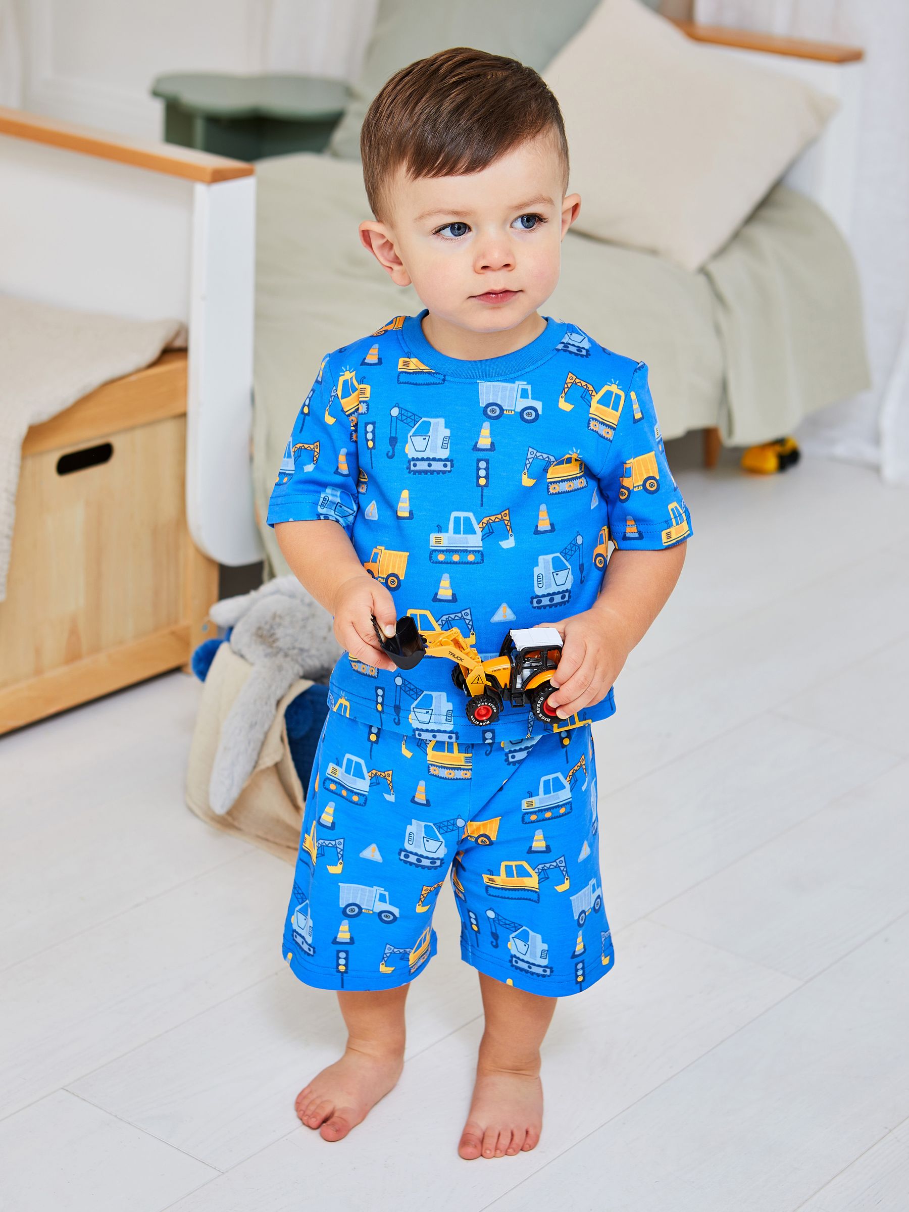 Buy JoJo Maman Bebe Construction Printed Jersey Pyjamas in Blue from the JoJo Maman Bebe UK online shop