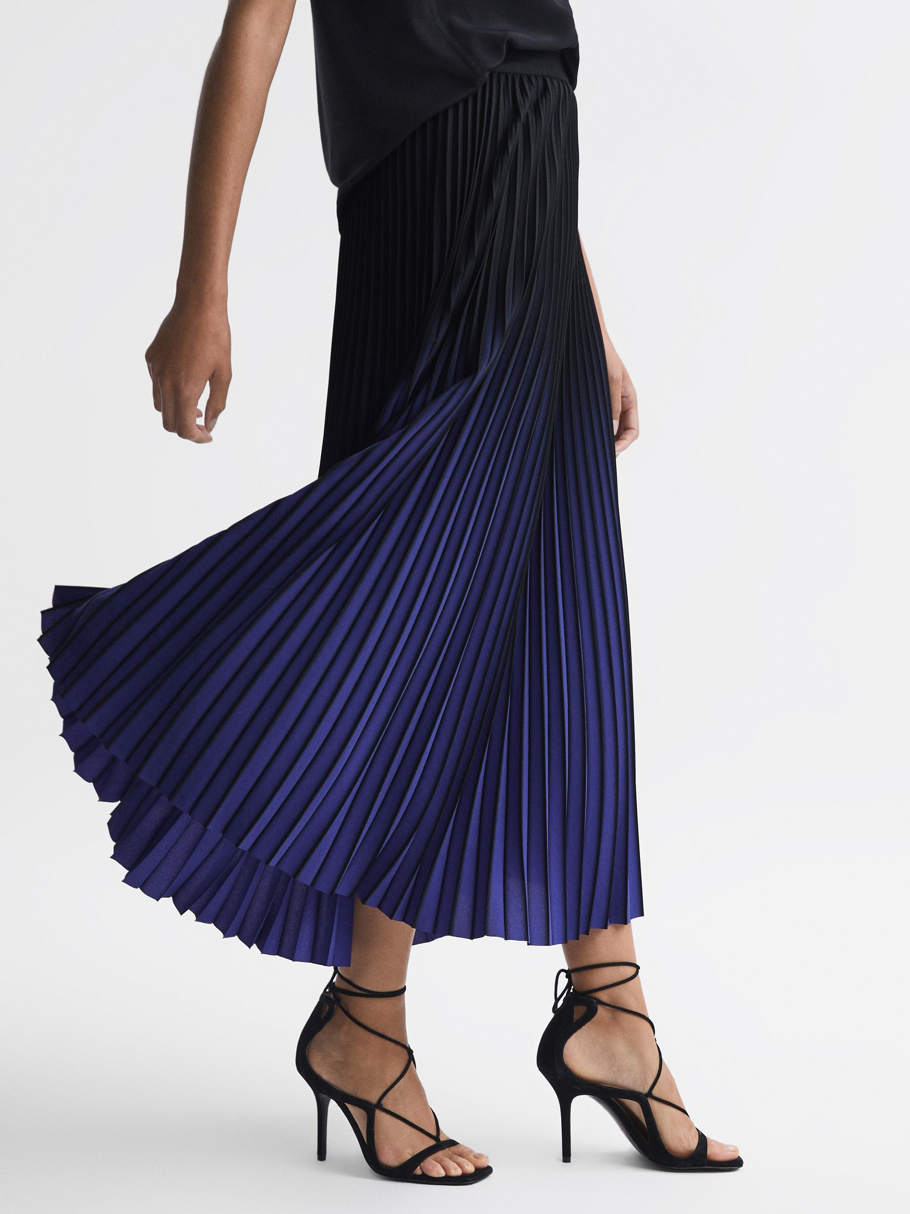 Reiss Ombre Pleated Midi Skirt in Purple REISS