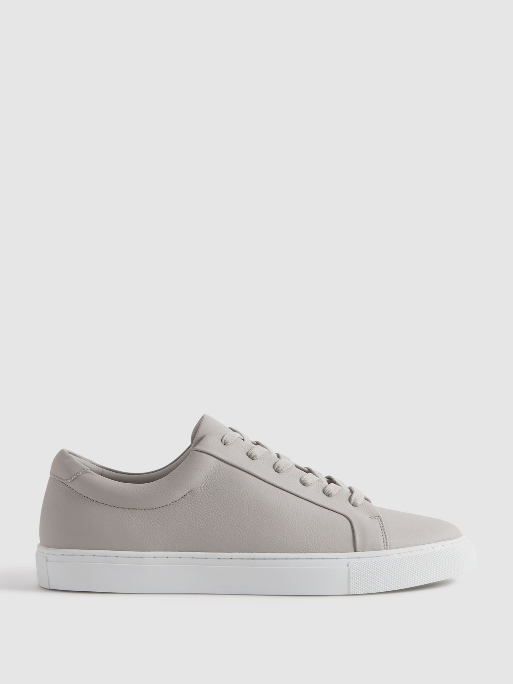 Grained Leather Trainers in Light Grey