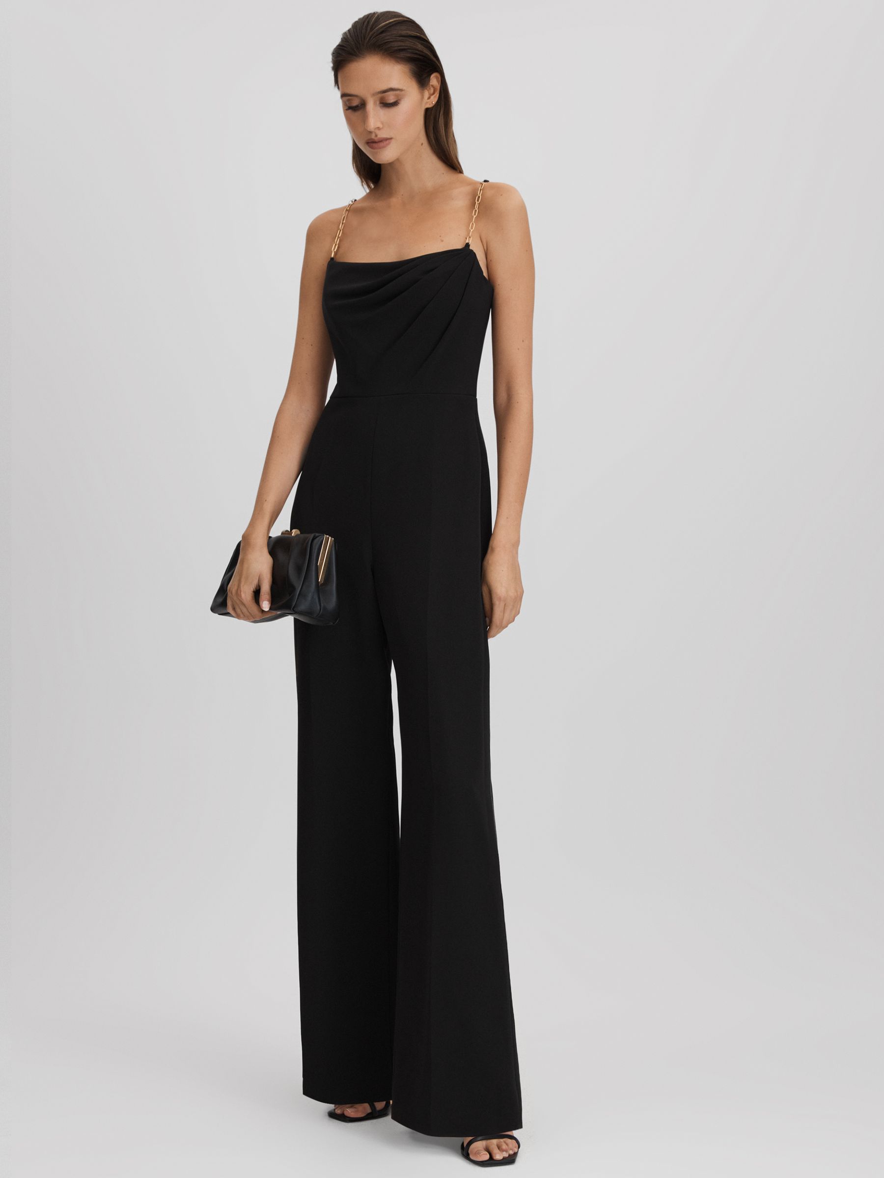 Halston Cowl Neck Jumpsuit in Black