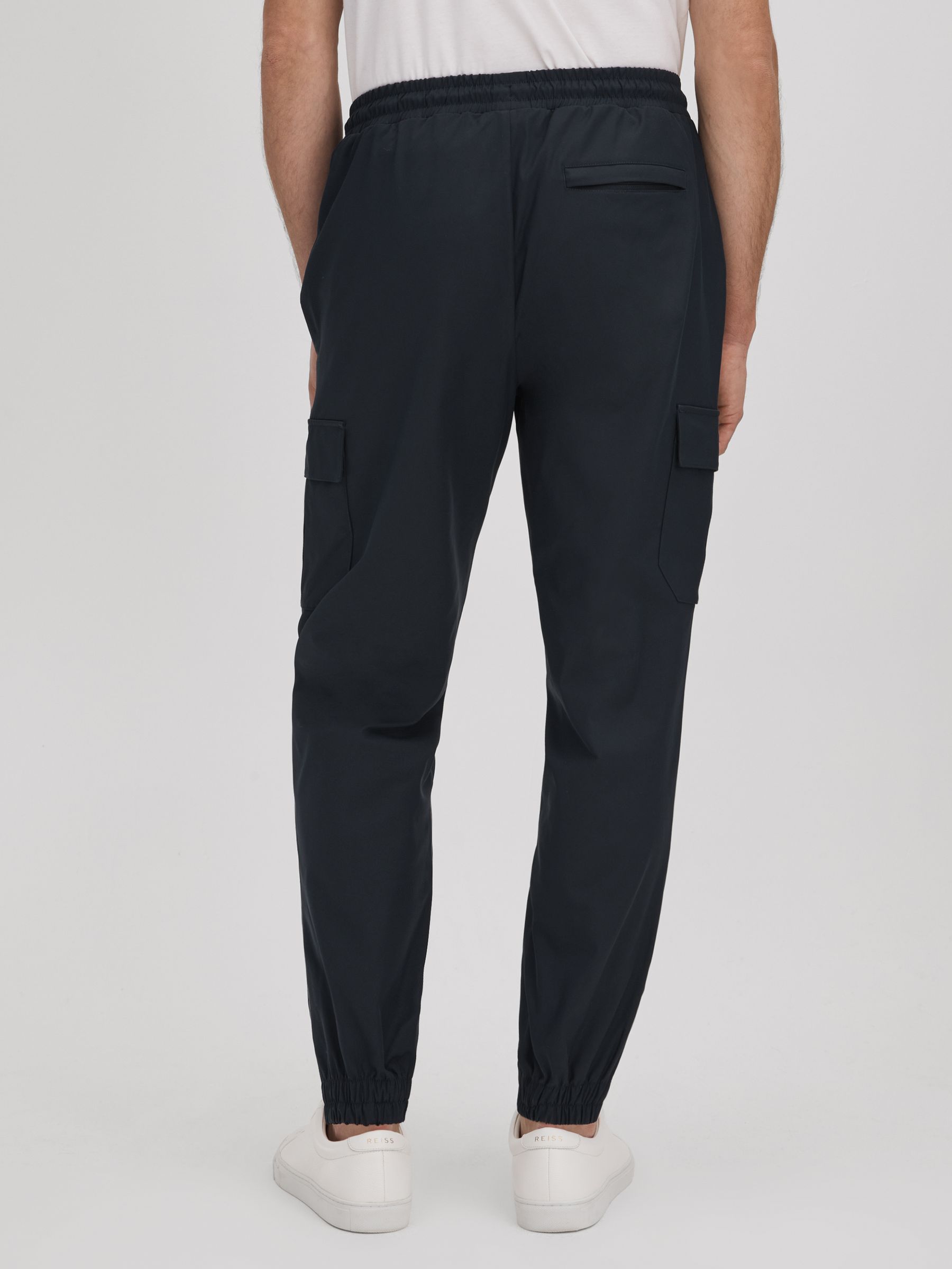 Technical Drawstring Cargo Trousers in Navy