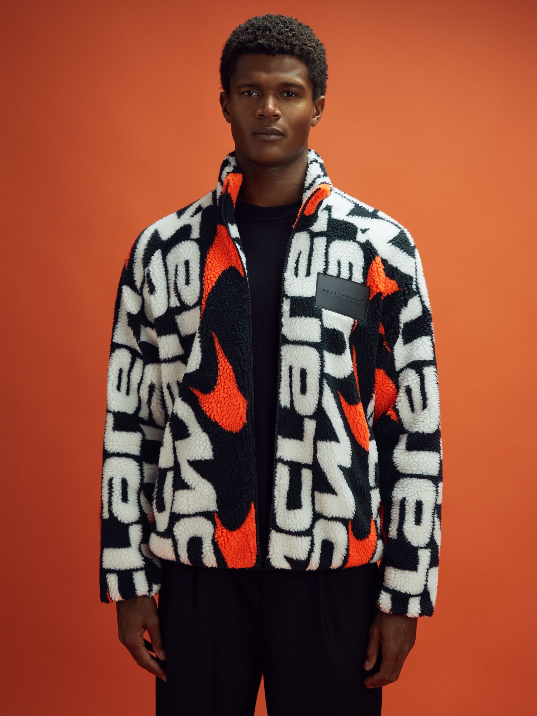 Reiss McLaren F1 Zip Through Fleece Jacket in Black Multi REISS