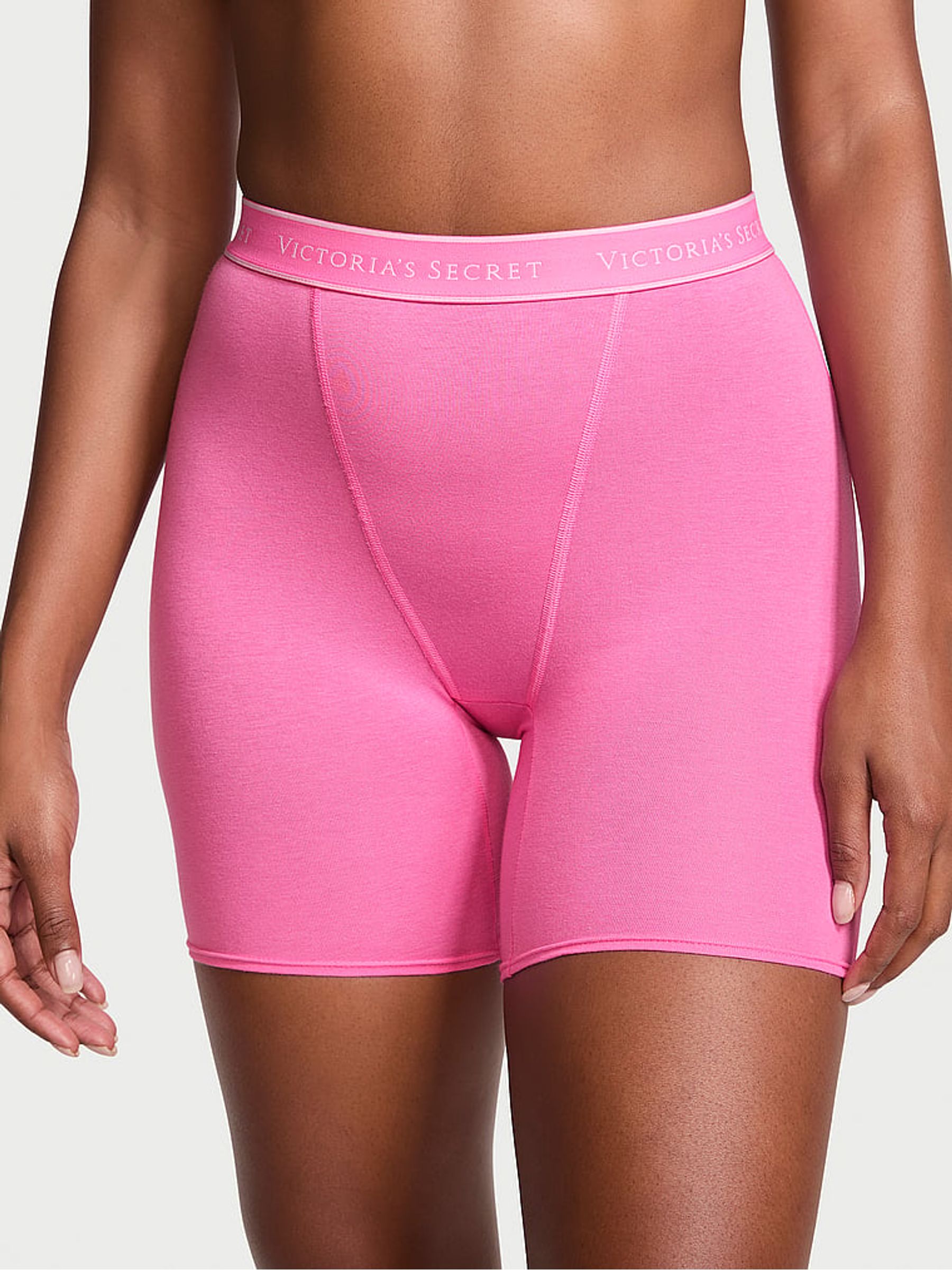 Hollywood Pink Logo Cotton High Waist Boxer Brief Knickers