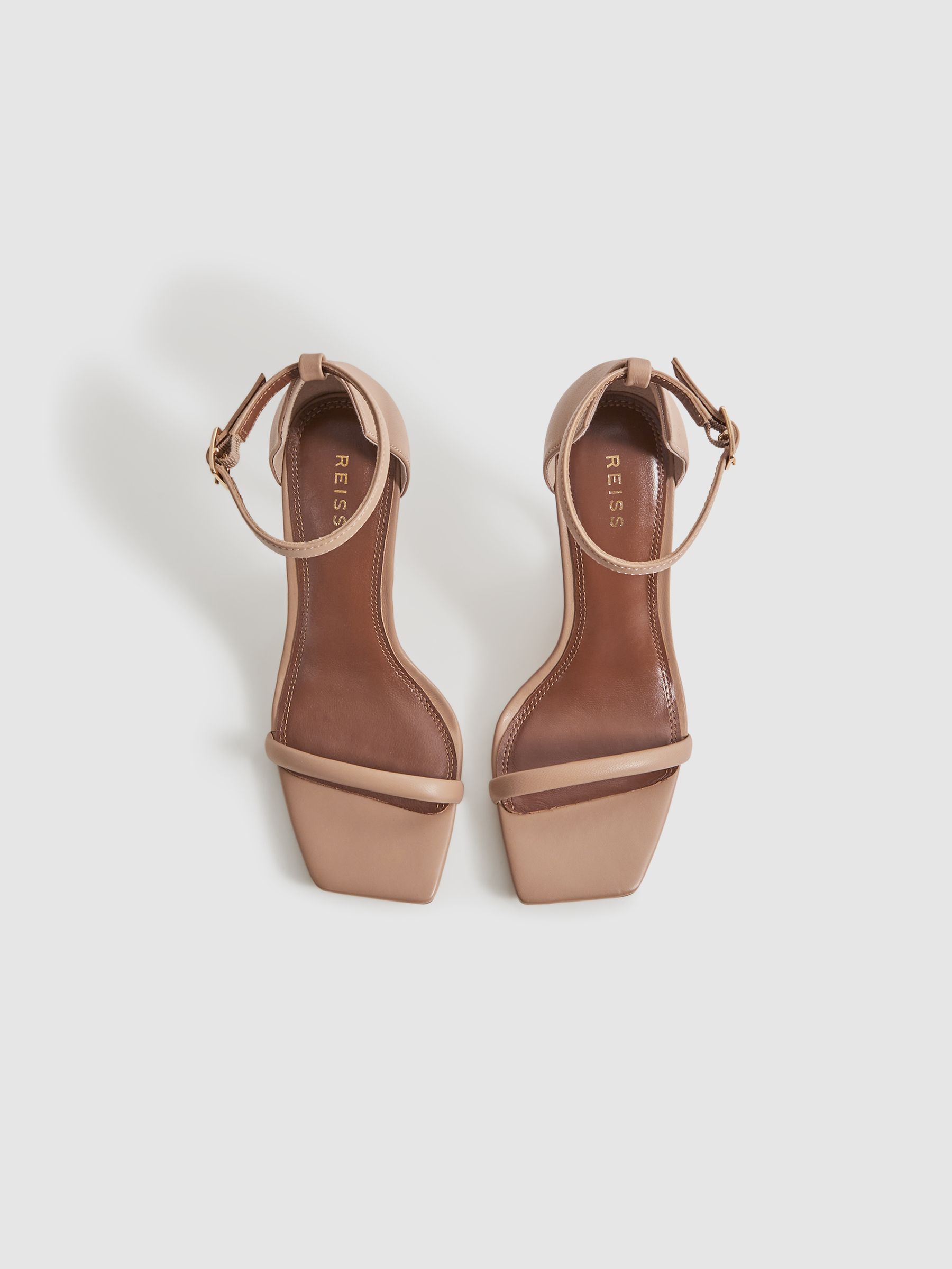Leather Strappy Wedge Heels in Nude