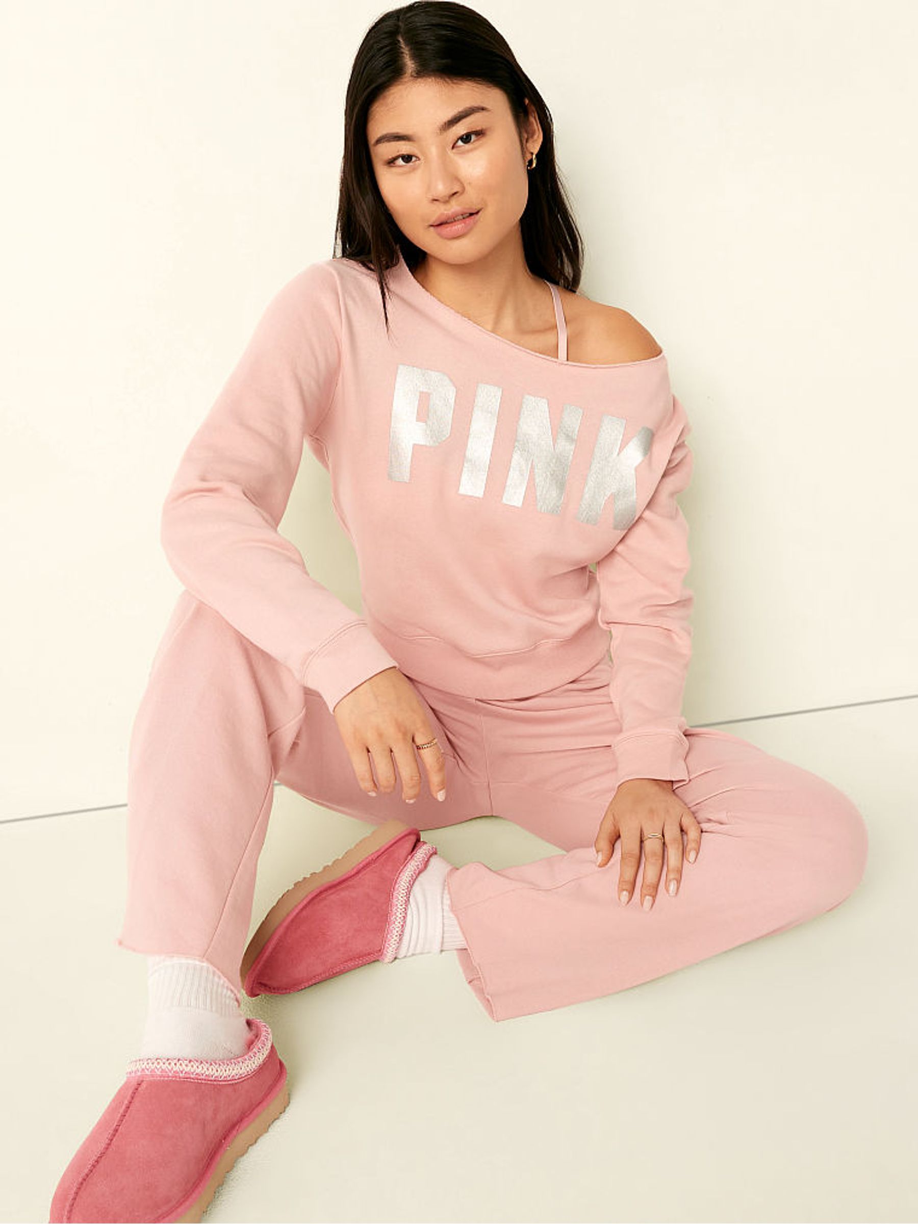 Victoria's secret pink off the shoulder sweatshirt on sale