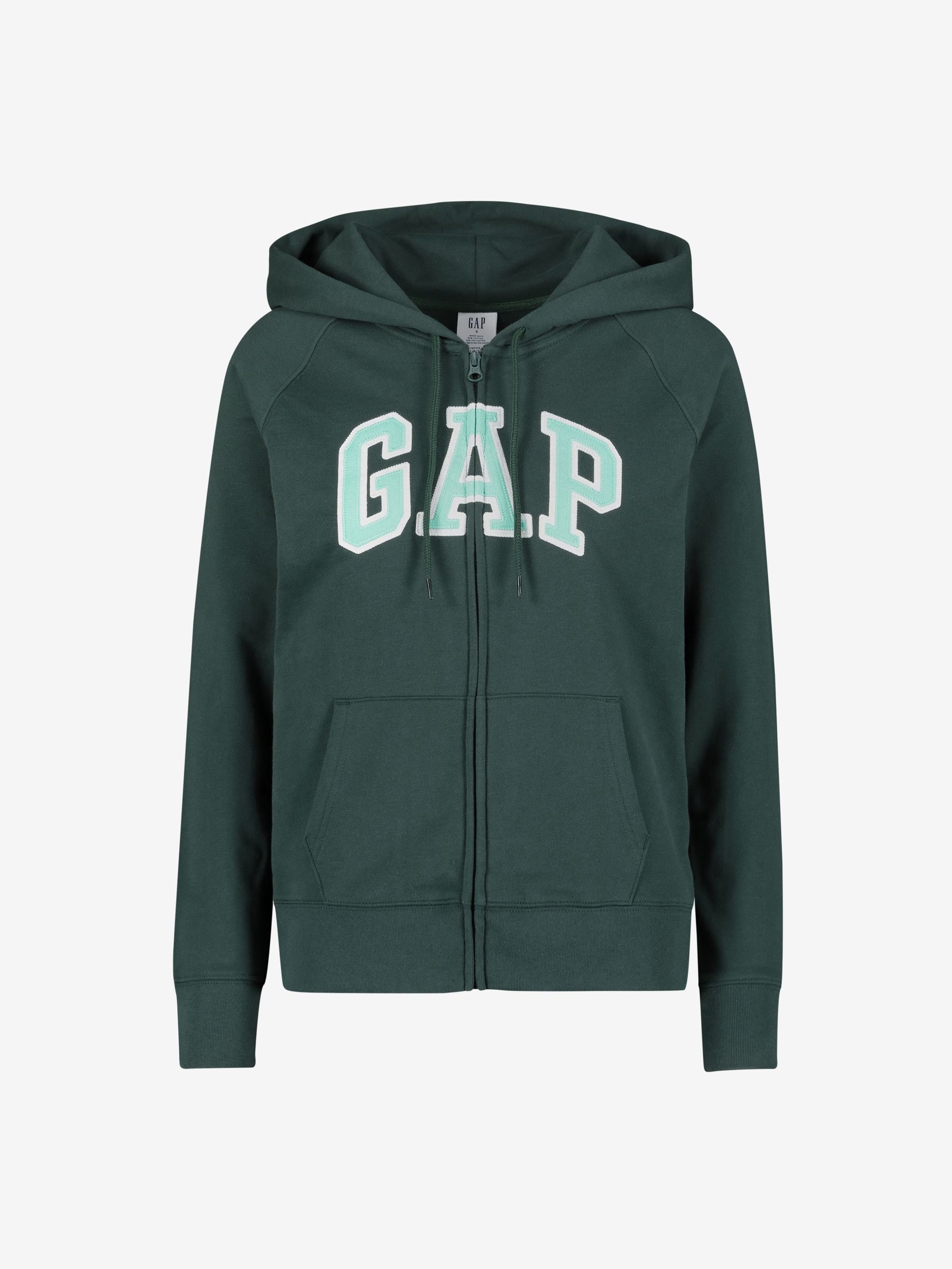 Green Logo Zip Hoodie In Fleece
