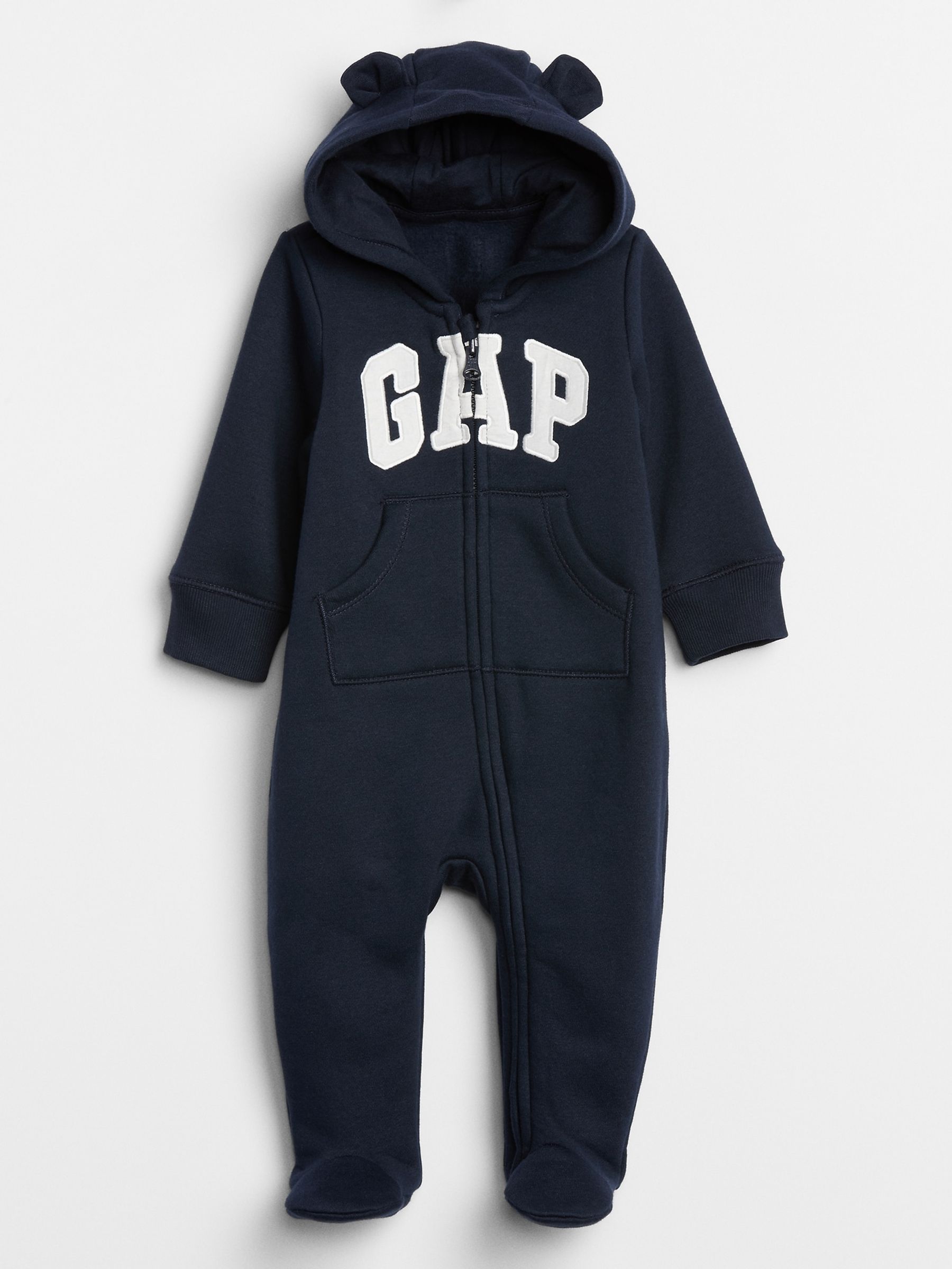 Buy Dark Blue Logo Zip Hooded All in One Newborn 24mths from the Gap online shop