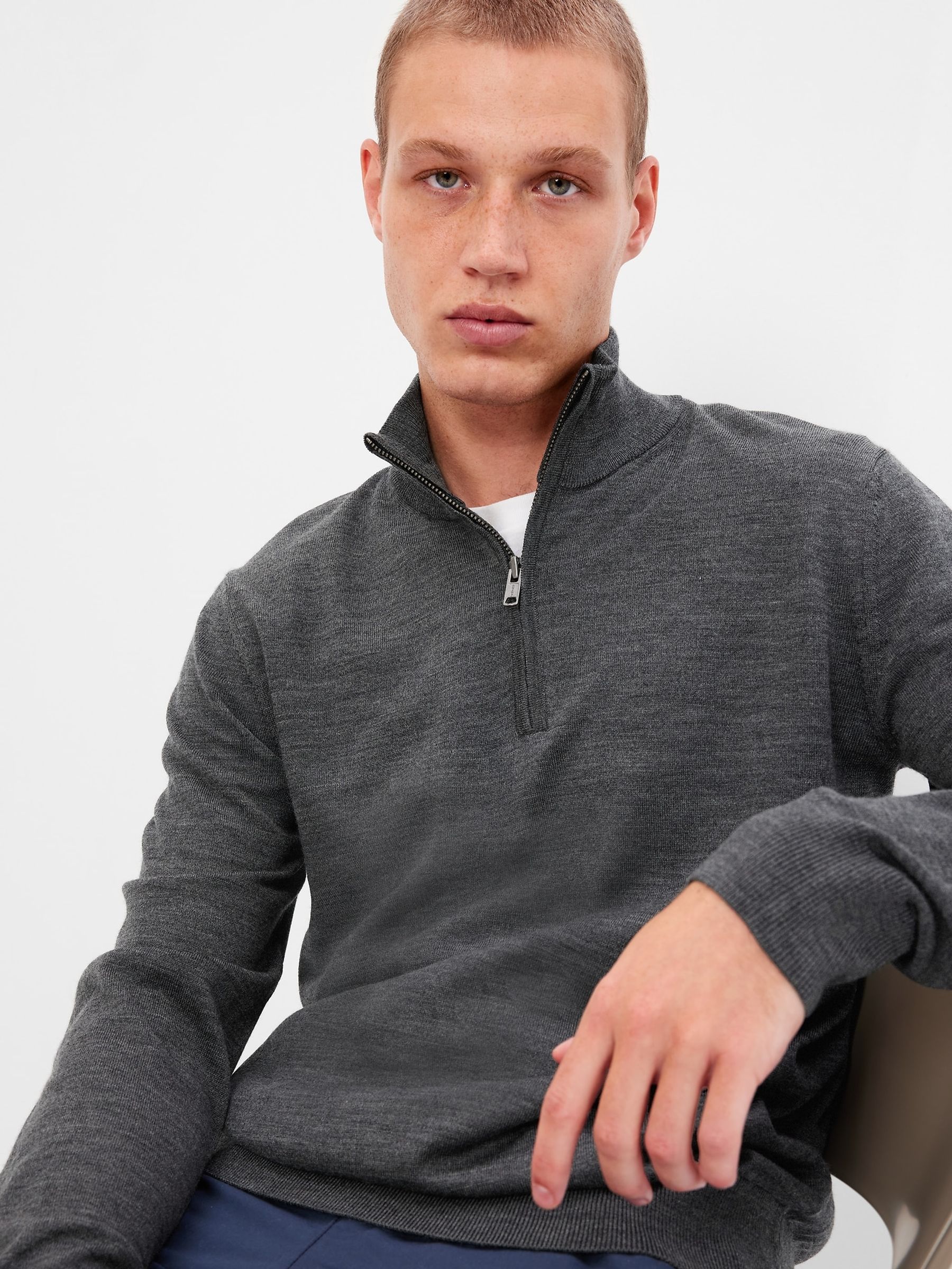 Buy Merino Half Zip Mock Neck Jumper from the Gap online shop