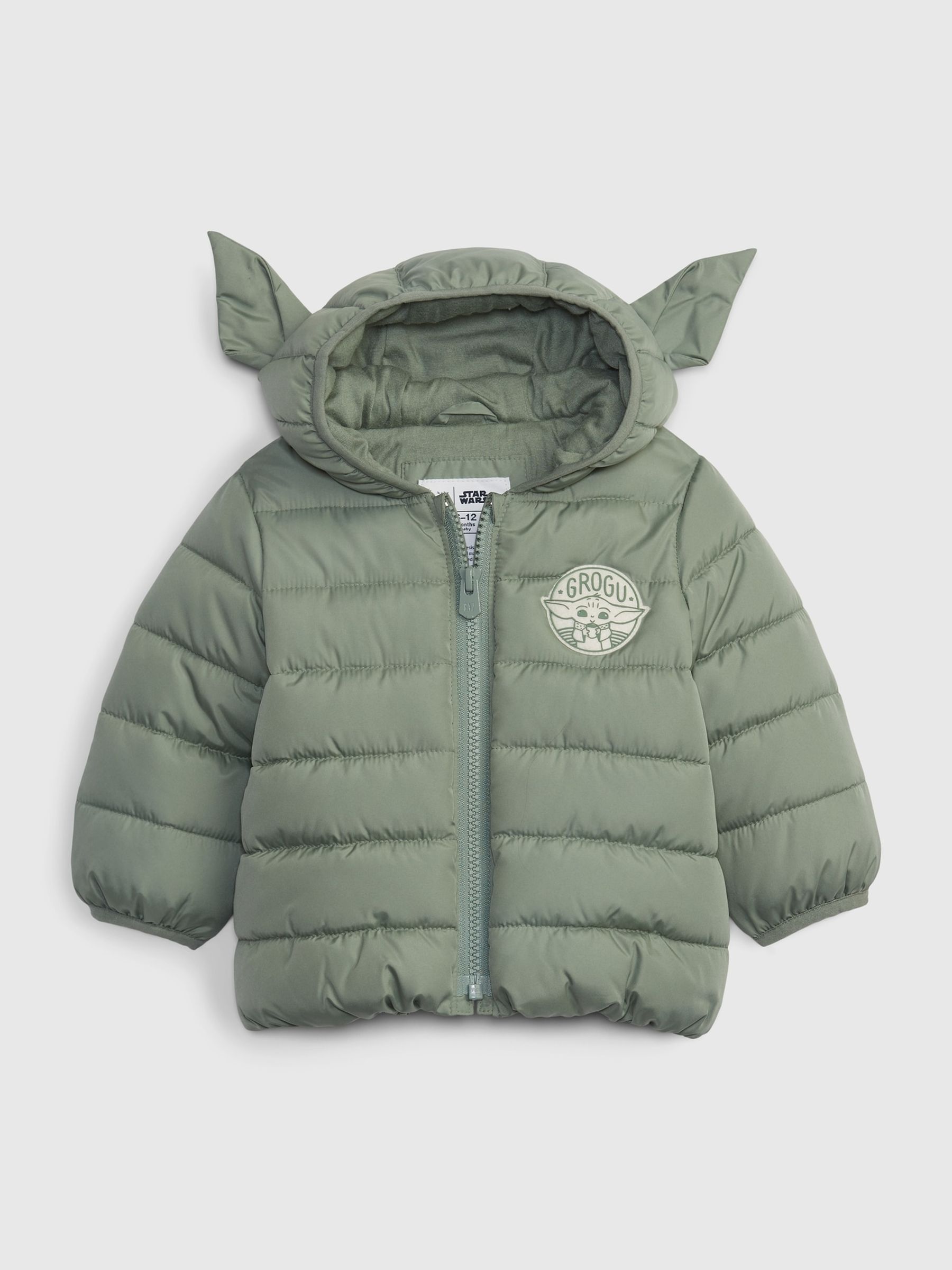 Green Star Wars Grogu Lightweight Puffer Jacket