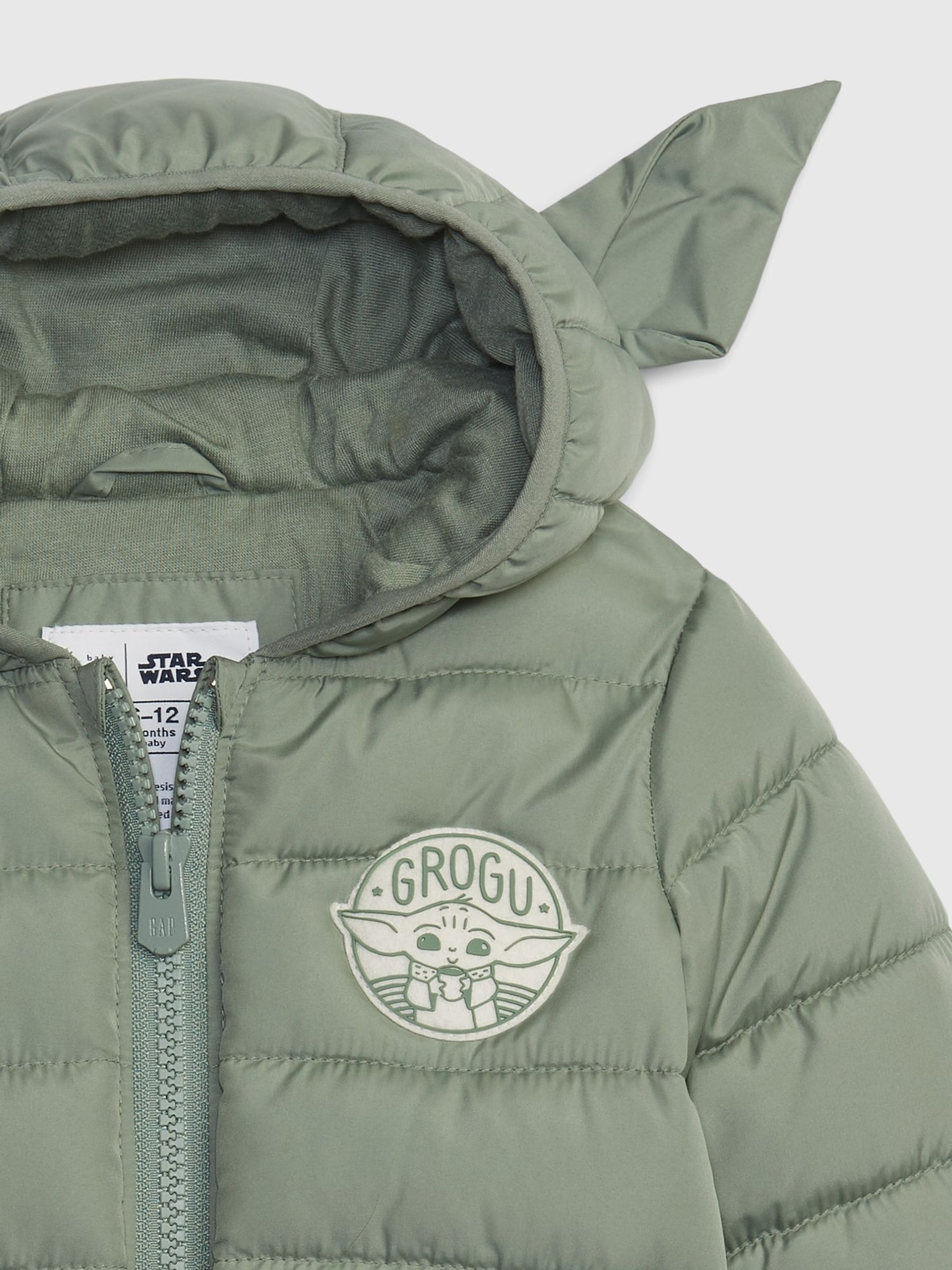 Green Star Wars Grogu Lightweight Puffer Jacket