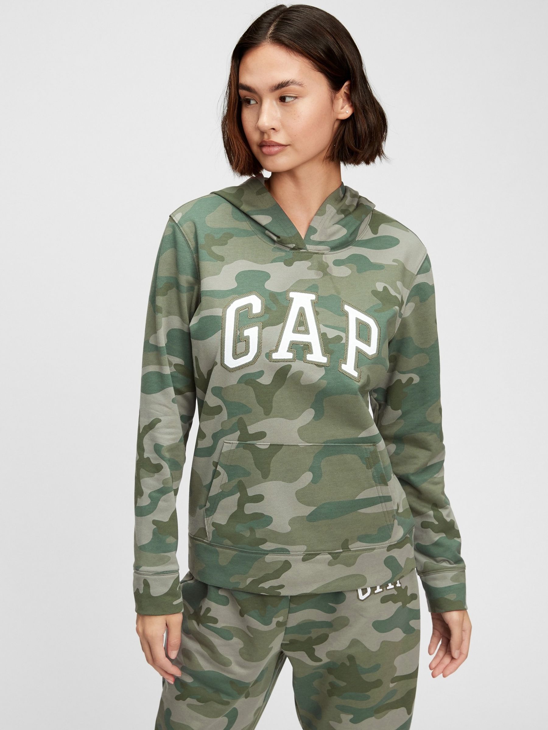 Green Camo Logo Hoodie Gap
