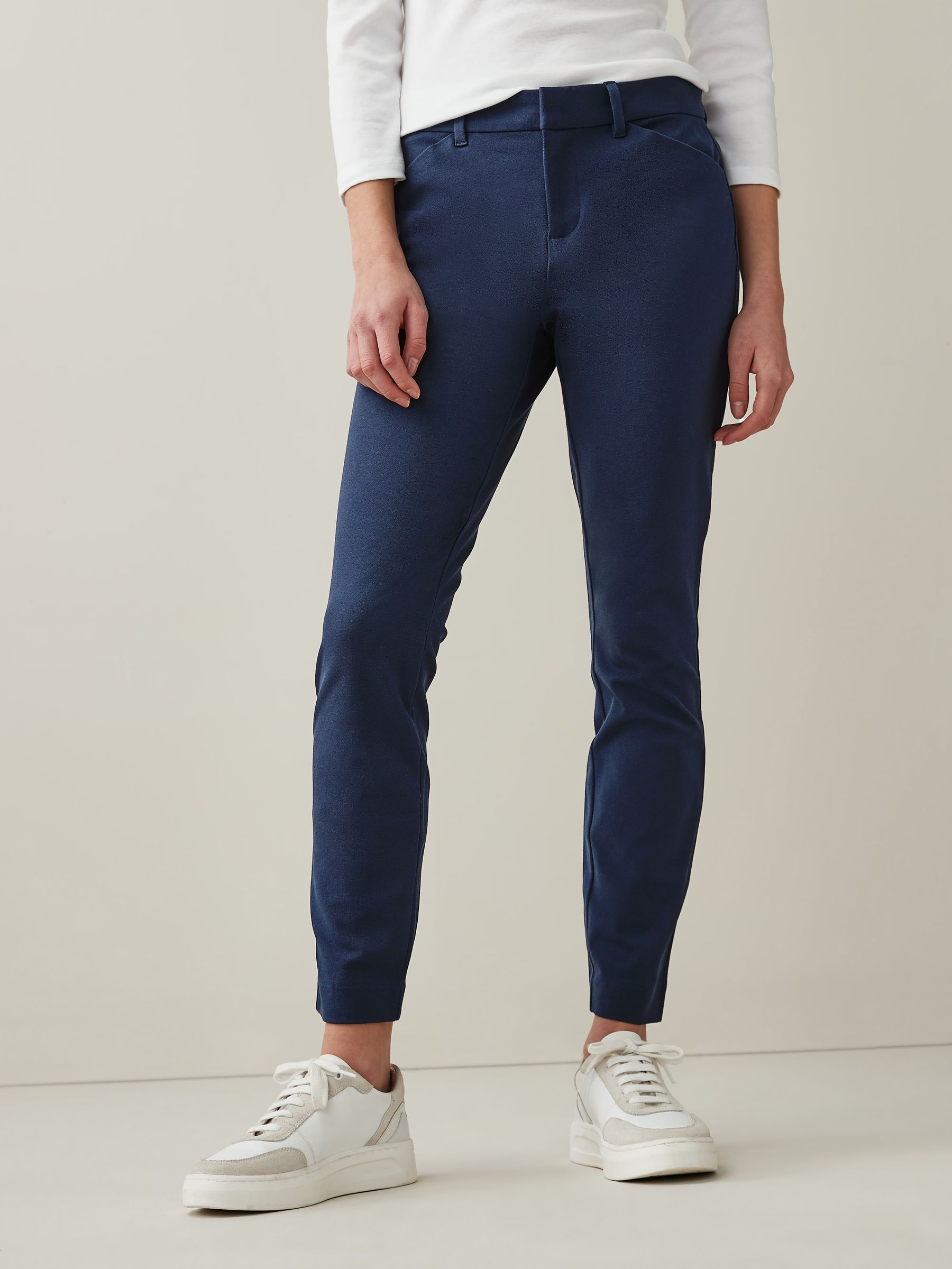 Navy Blue Skinny Cropped Work Trouser