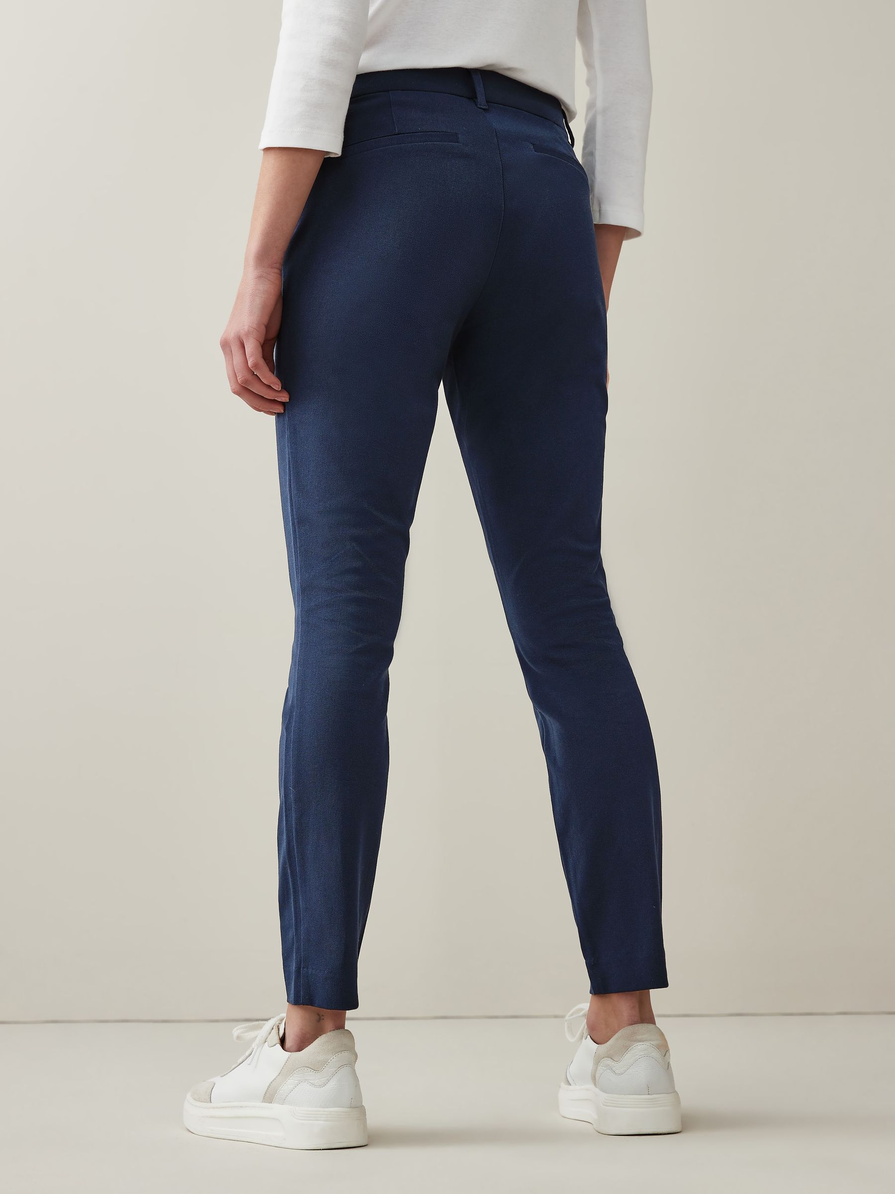 Navy Blue Skinny Cropped Work Trouser