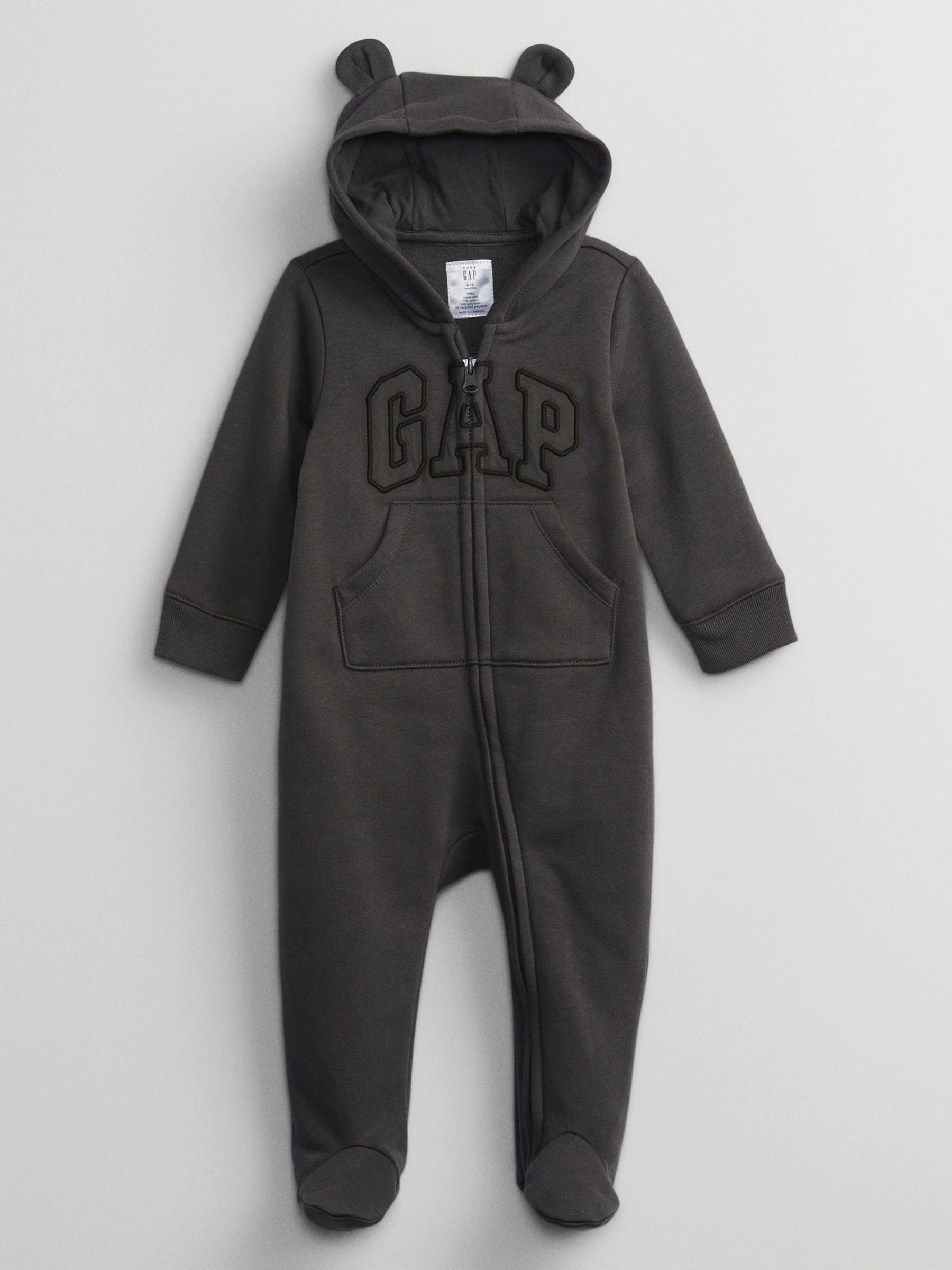 Buy Black Logo Zip Hooded All in One Baby Newborn 12mths from the Gap online shop