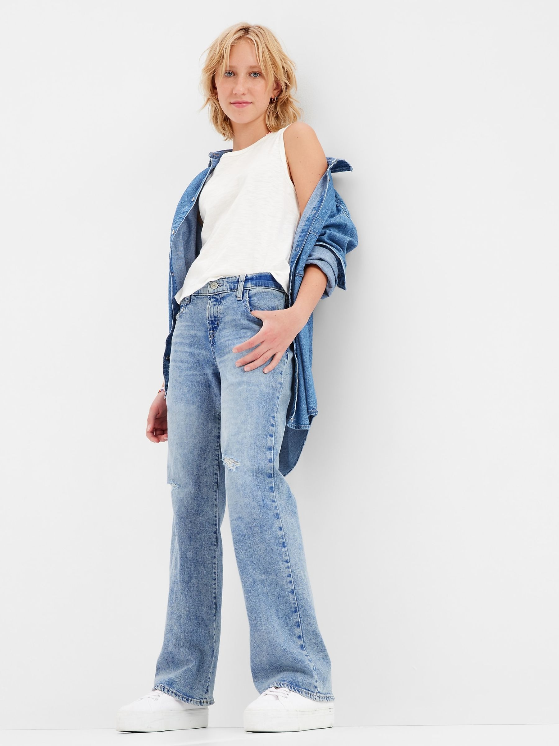 Buy Medium Blue Low Rise Vintage Boot Jeans from the Gap online shop