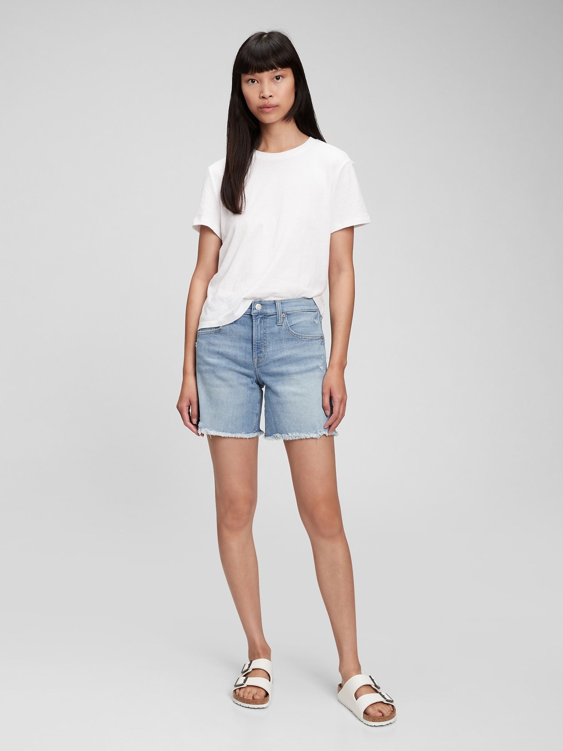 Light Blue 5 Mid Rise Denim Shorts