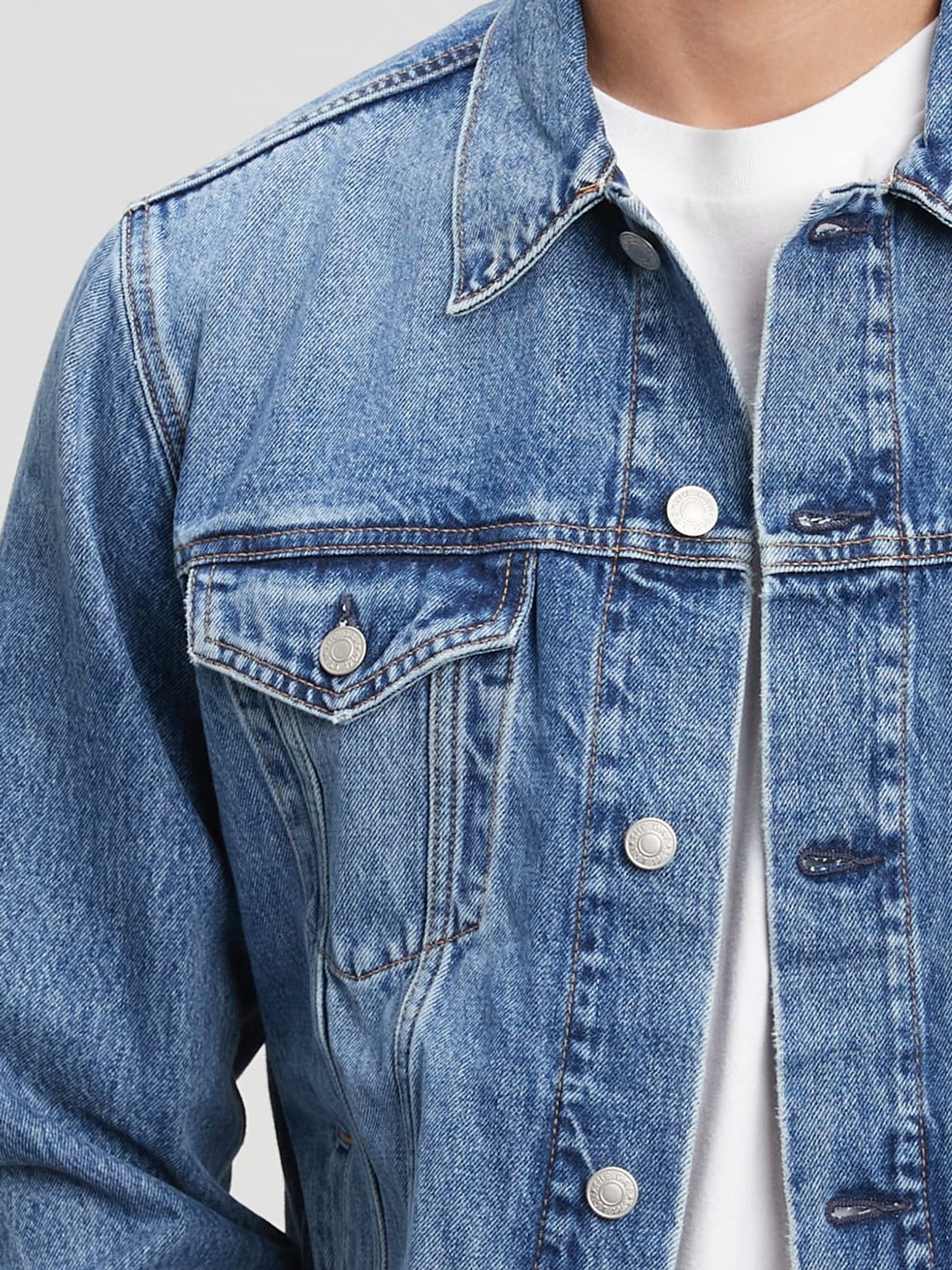 Gap men's denim jacket hot sale