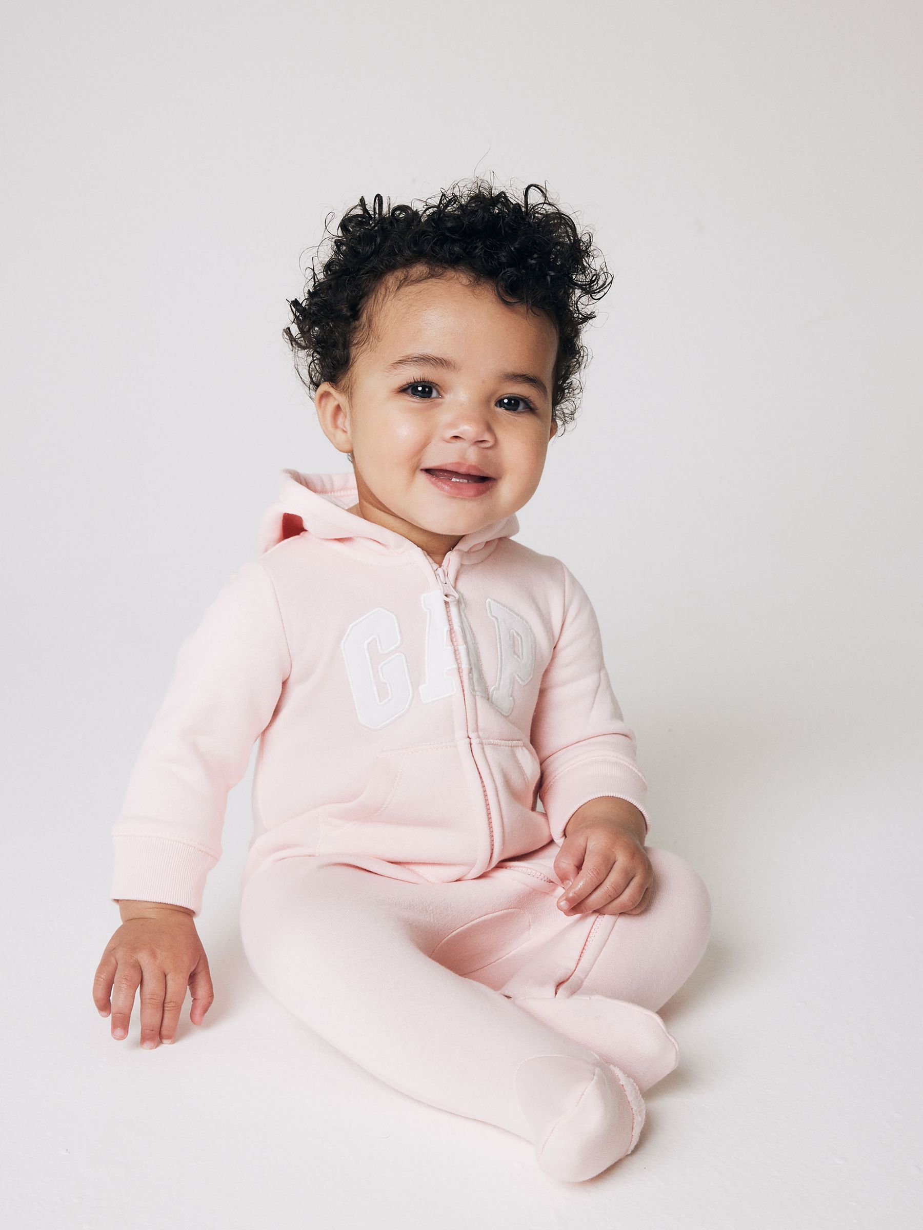 Buy Pink Logo Zip Hooded All in One Newborn 24mths from the Gap online shop