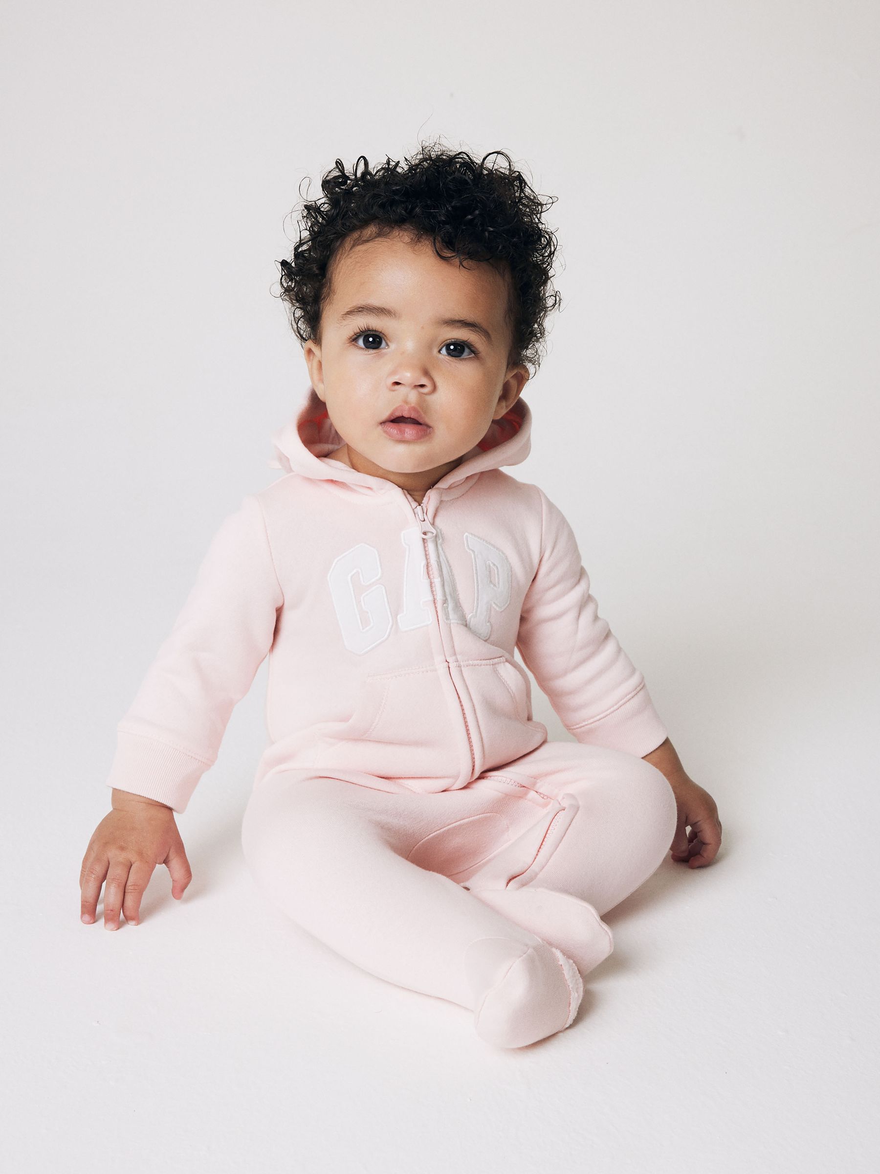 Pink Logo Zip Hooded All in One Newborn 24mths