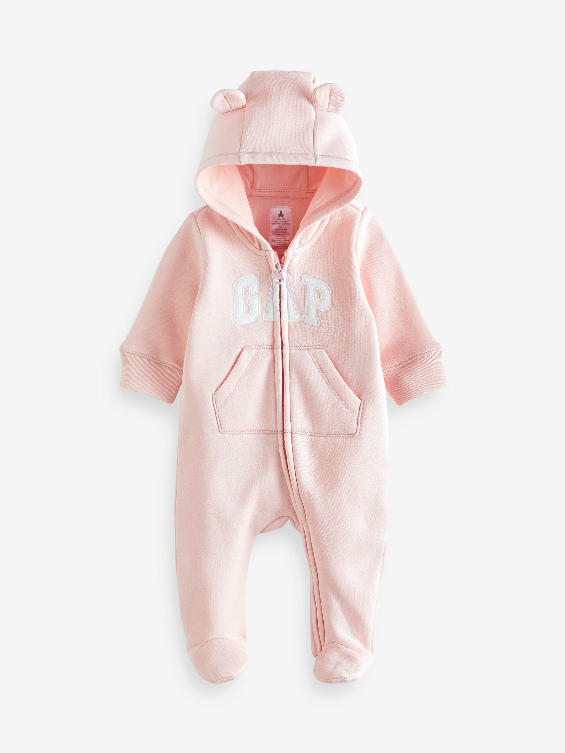 Pink Logo Zip Hooded All in One Newborn 24mths