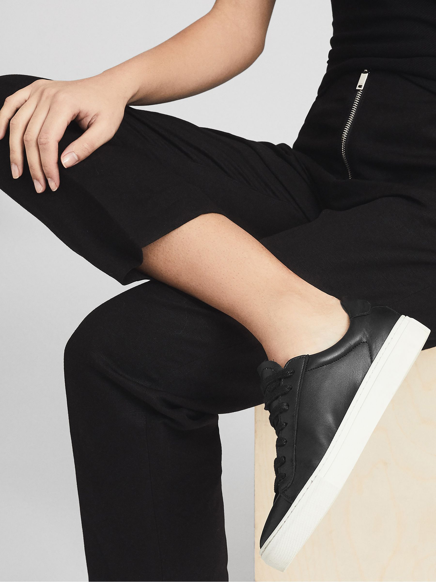 Black leather trainers womens 2025