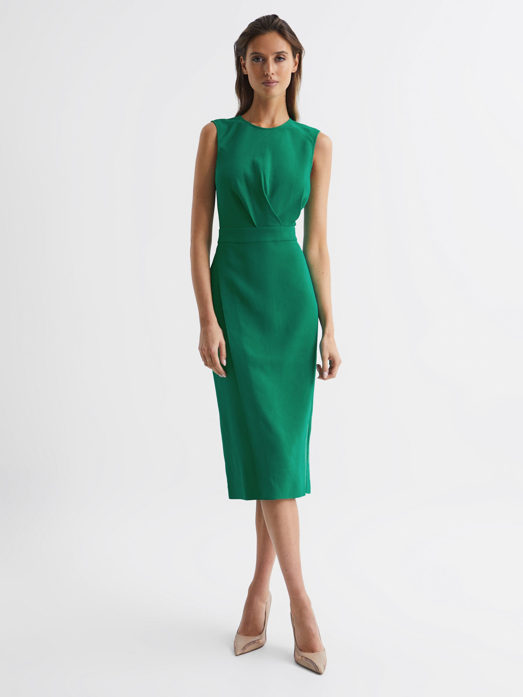 Reiss Sleeveless Bodycon Dress in Green REISS