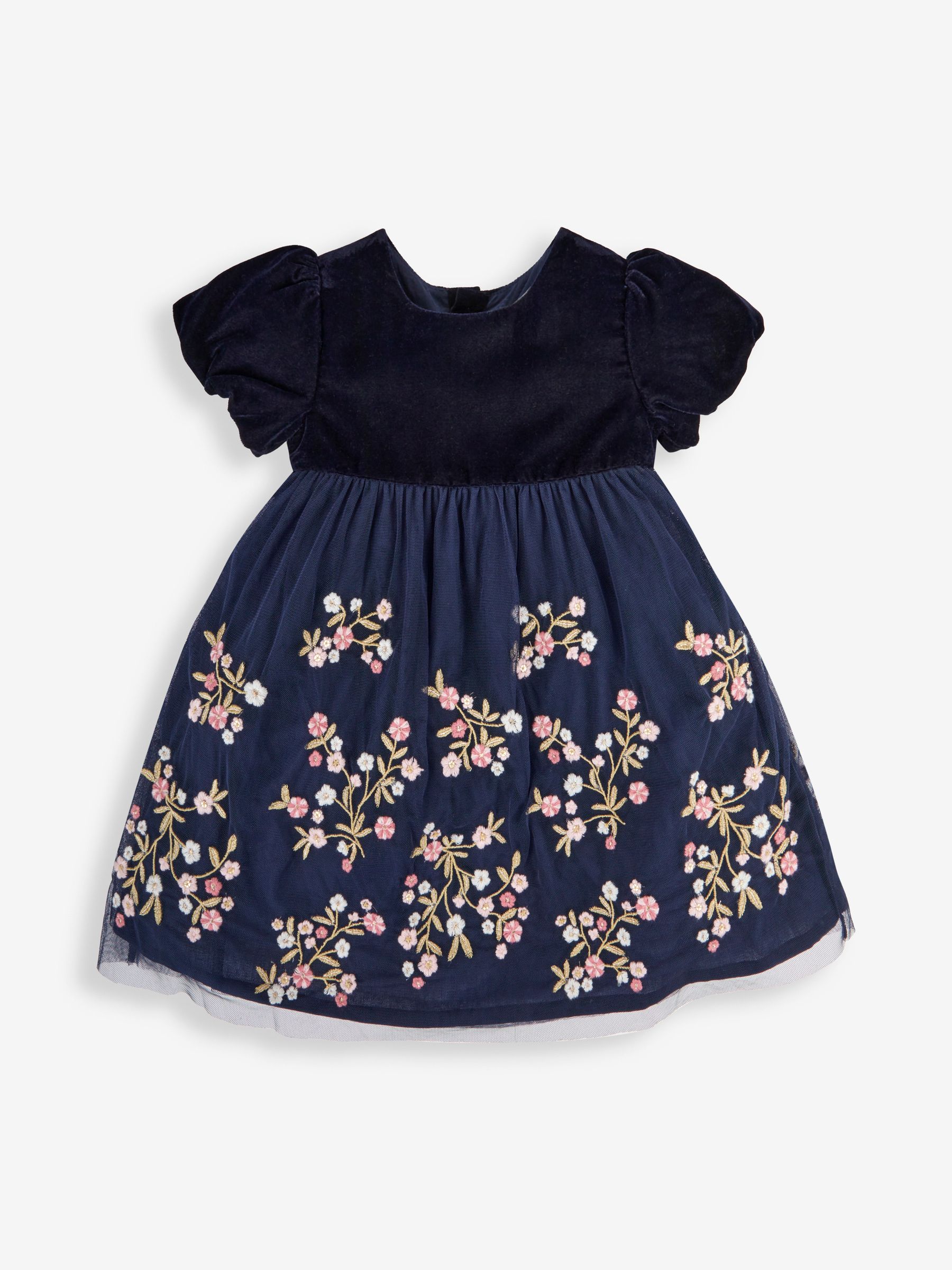 Navy floral embroidered dress top