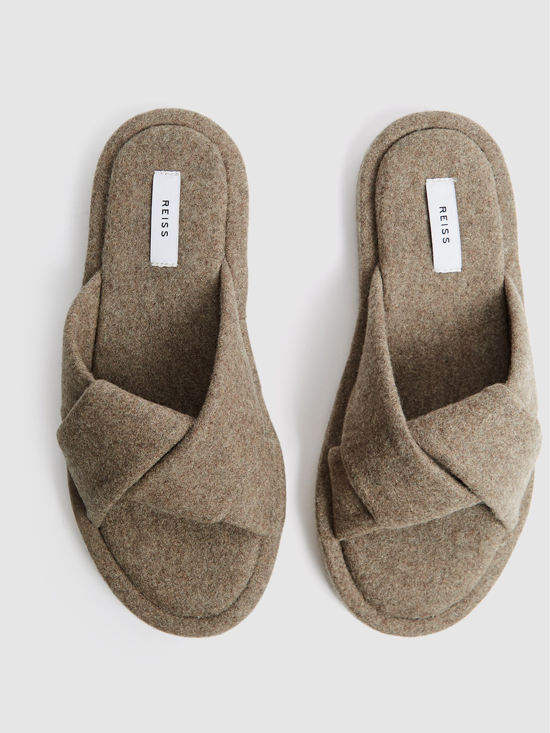 Wool Felt Slider Slippers in Biscuit